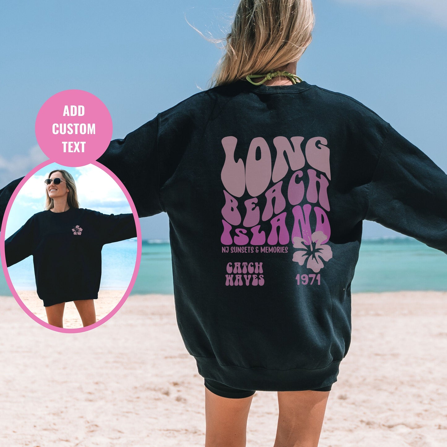 Long Beach Island Sweatshirt, Trendy Beach sweatshirts, NJ Sweater, New Jersey Crewneck, Preppy hoodie, Ocean Beach, Best Friend gift