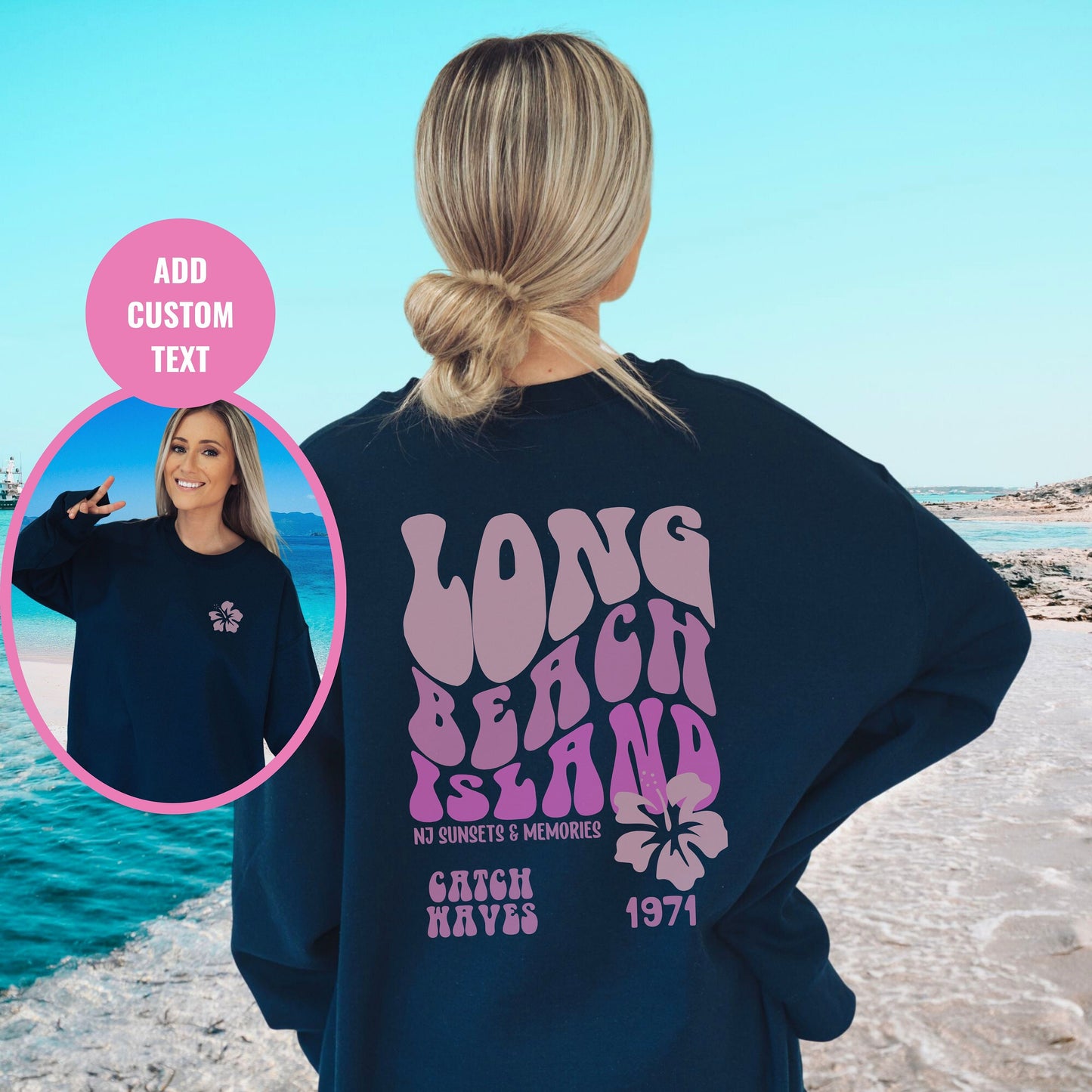 Long Beach Island Sweatshirt, Trendy Beach sweatshirts, NJ Sweater, New Jersey Crewneck, Preppy hoodie, Ocean Beach, Best Friend gift