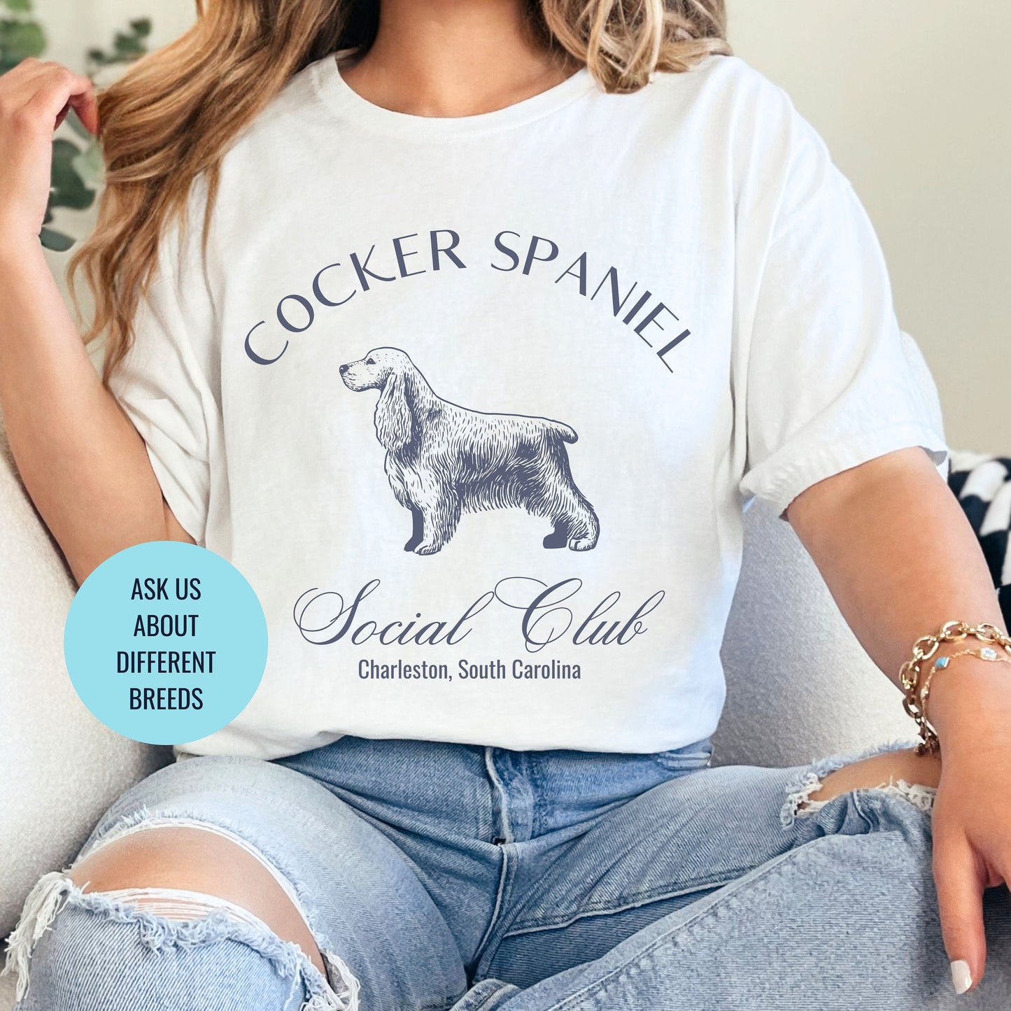 Cocker Spaniel Shirt | Dog Dad Shirt | Grandma Gift | Small Dog | Dog Shirts for her | Social Club Shirt | Puppy Mom Gifts | Fun Dog T-Shirt