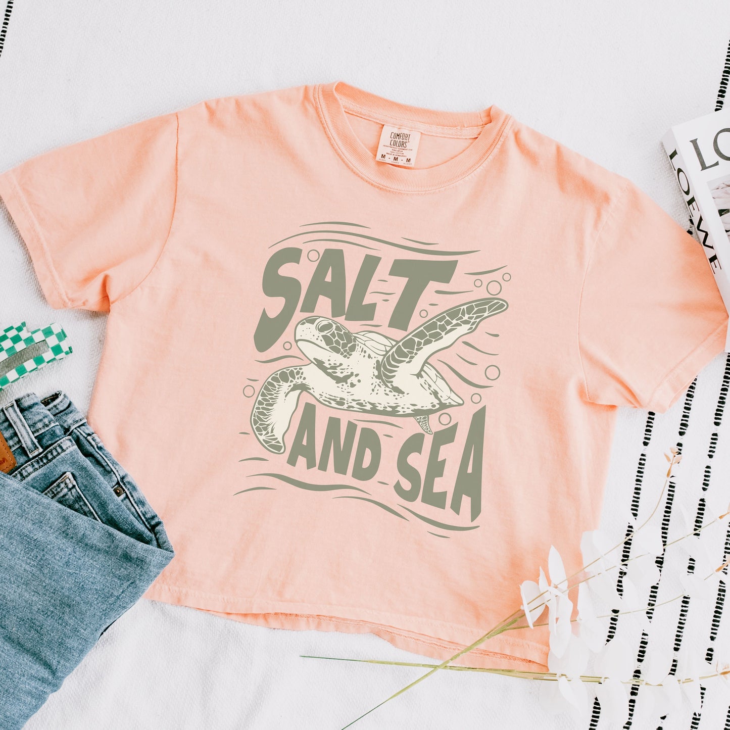 Boxy Comfort Color Shirt, Sea Turtle Shirt