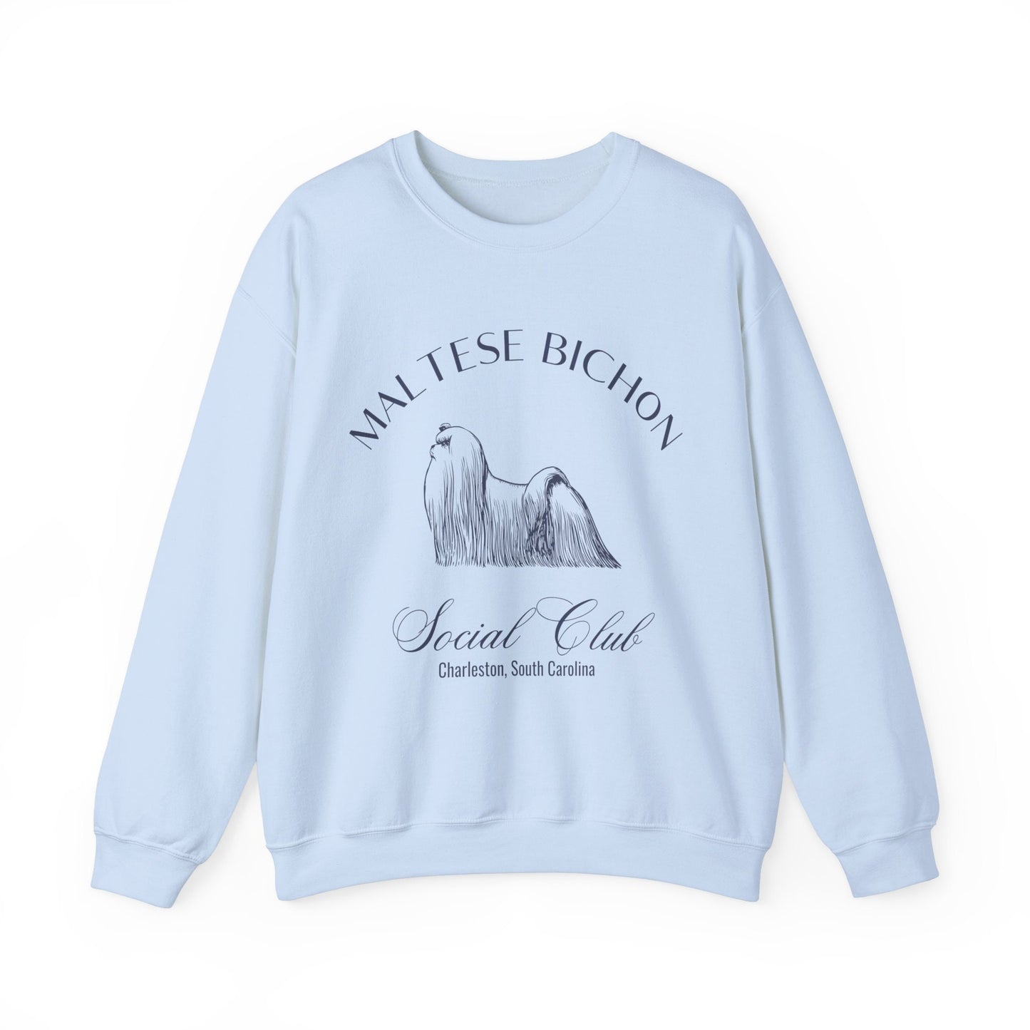 Maltese Bichon Sweatshirt | Dog Grandma Gift | Small Dog Breed | New Dog Shirt for her | Social Club | Trendy Puppy Mom Gifts | Fun Dog Tees