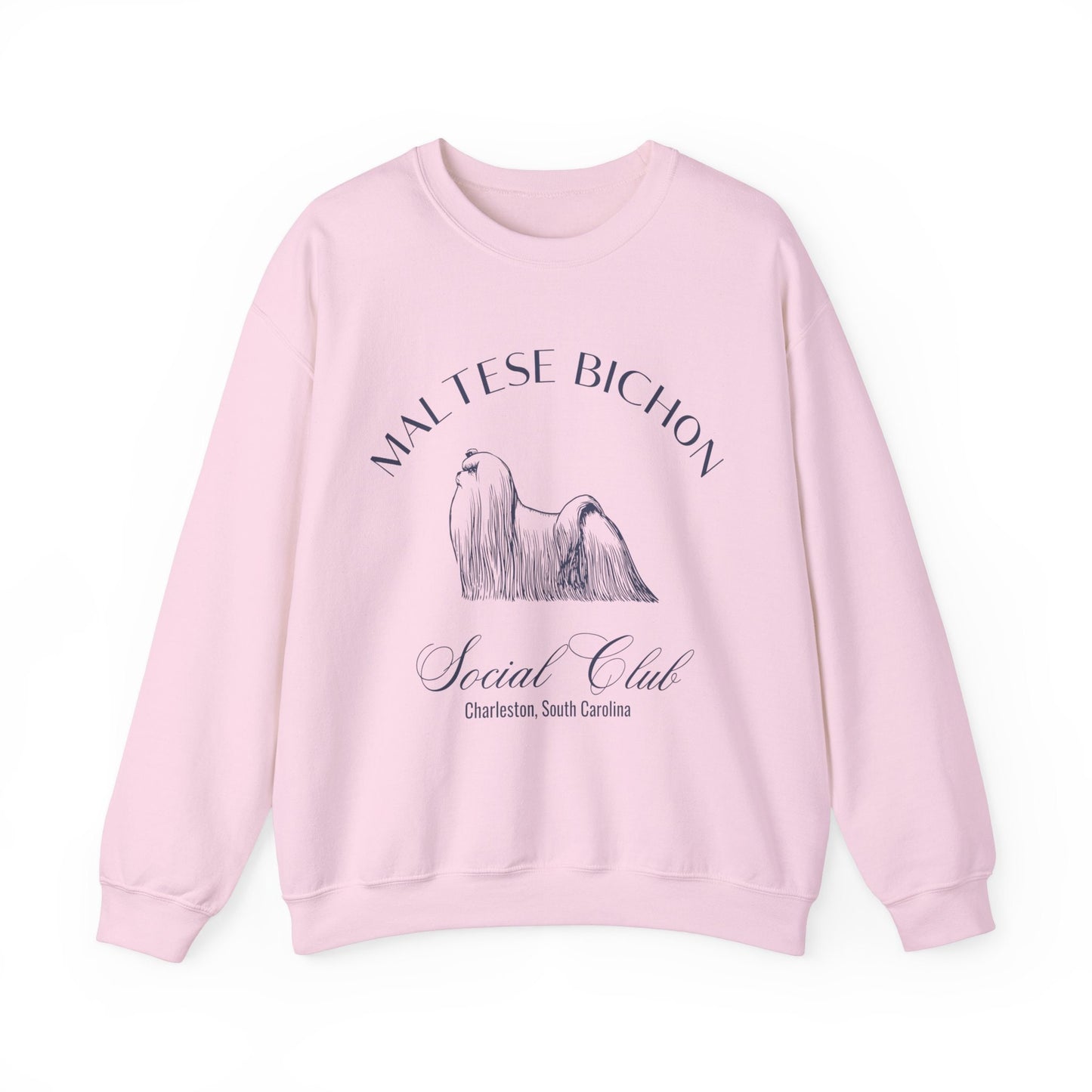 Maltese Bichon Sweatshirt | Dog Grandma Gift | Small Dog Breed | New Dog Shirt for her | Social Club | Trendy Puppy Mom Gifts | Fun Dog Tees