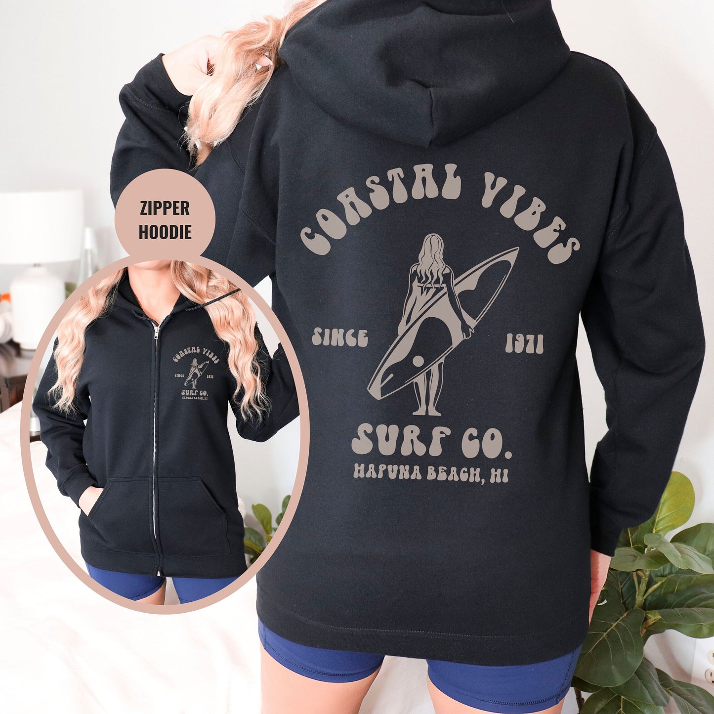 Custom Hapuna Beach Zip Hoodie, Hawaiian Cruise, Zipper Sweatshirt, Cruise Crew