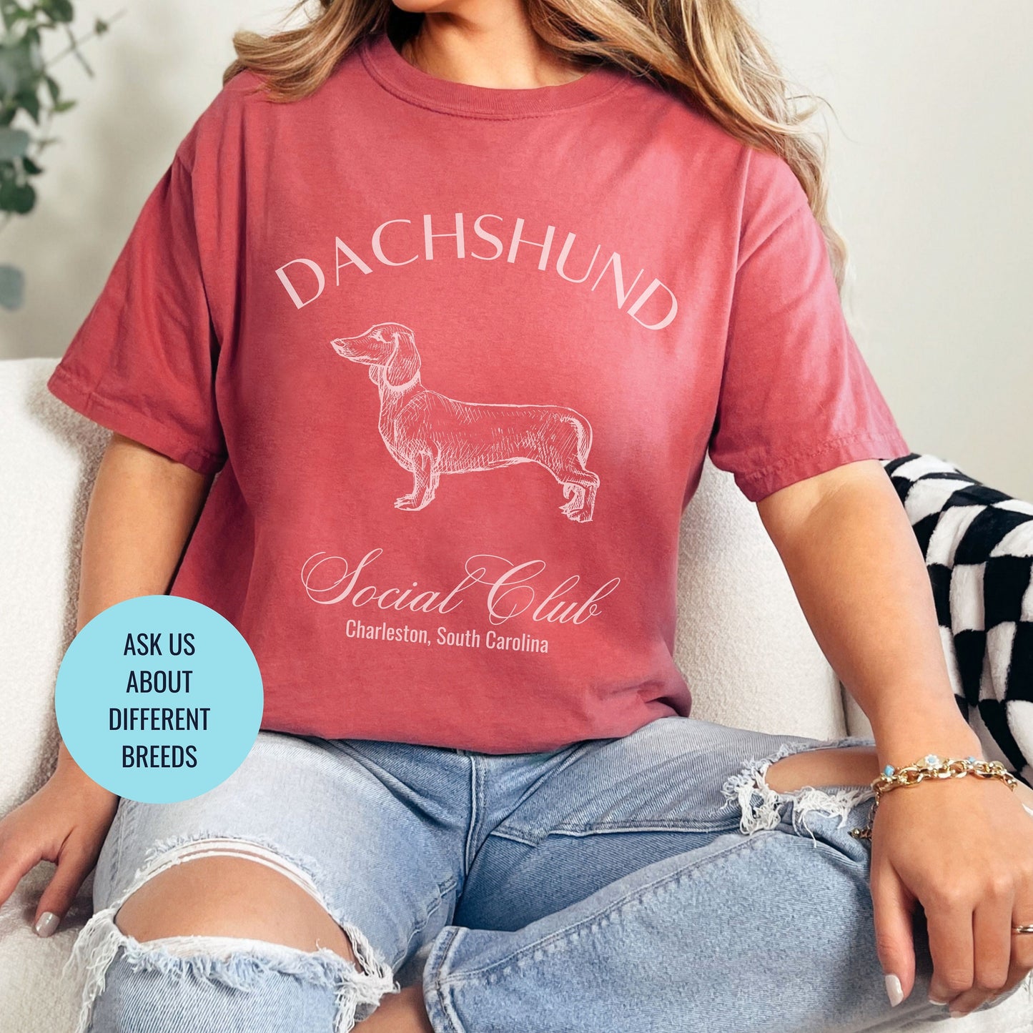 Dachshund Shirt | Dog Mama T-shirts | Dog Grandma Gift | Cute Birthday Gifts for her | Social Club Shirt | Small Dog Breed | Fun Dog T-Shirt