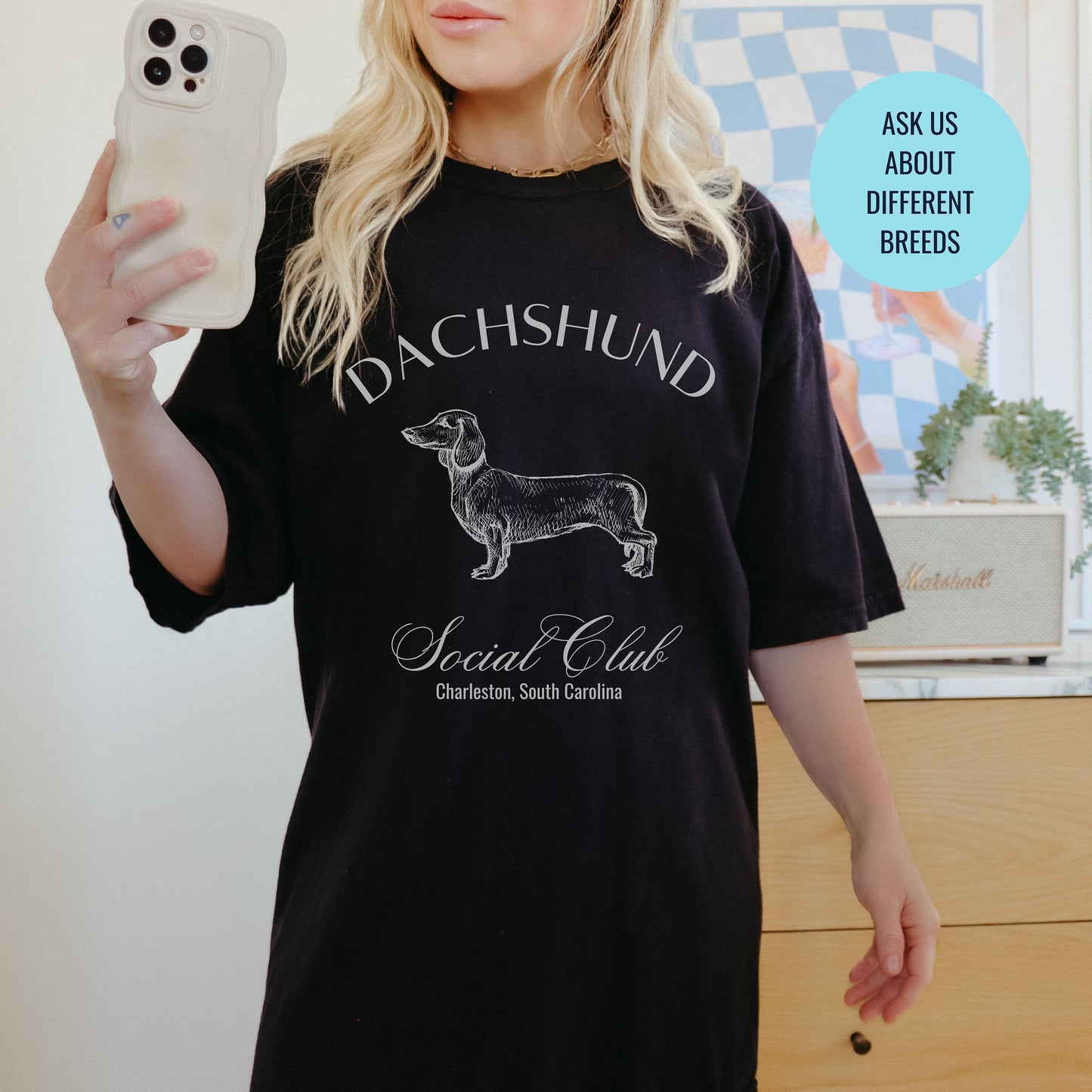 Dachshund Shirt | Dog Mama T-shirts | Dog Grandma Gift | Cute Birthday Gifts for her | Social Club Shirt | Small Dog Breed | Fun Dog T-Shirt