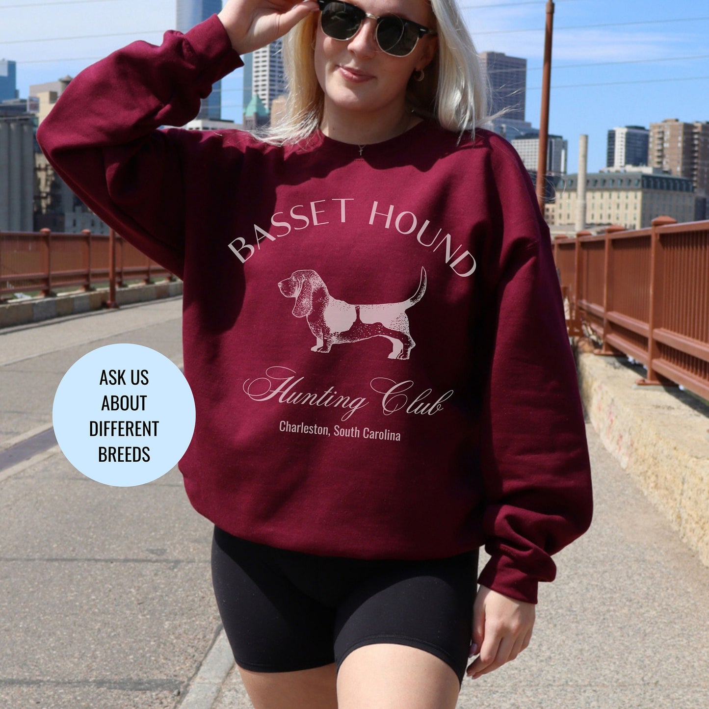 Basset Hound Sweatshirt | Dog Grandma Gift | Big Dog Breed | New Dog Crewneck | Social Club | Trendy Puppy Mom Gifts | Fun Dog Tees