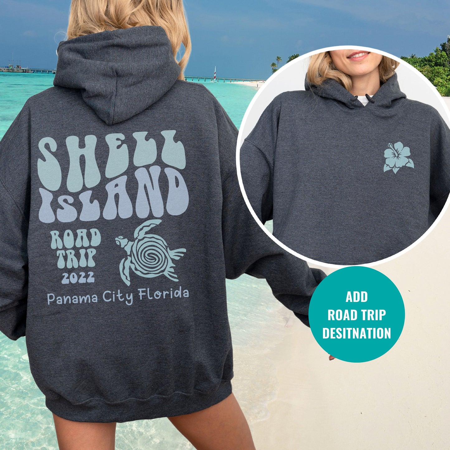 Shell Island Hoodie | Trendy Beach Sweatshirt | Girl's Road Trip Matching Hoodies