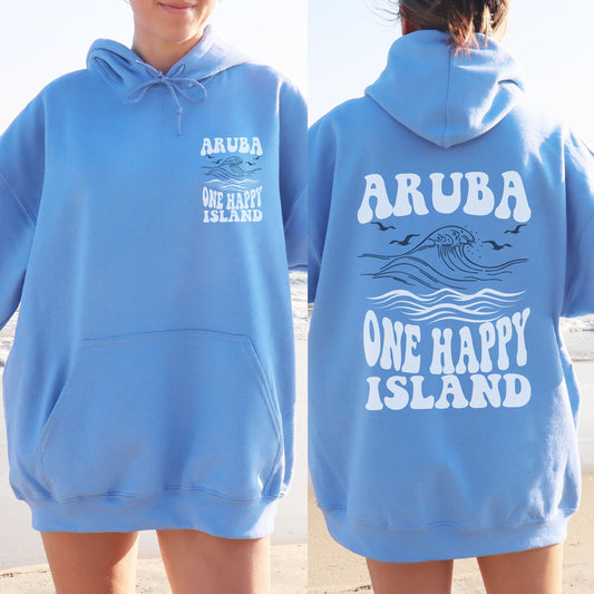 Aruba Hoodie, One Happy Island, Cruise Crew Gifts, Trendy Beach Sweatshirt