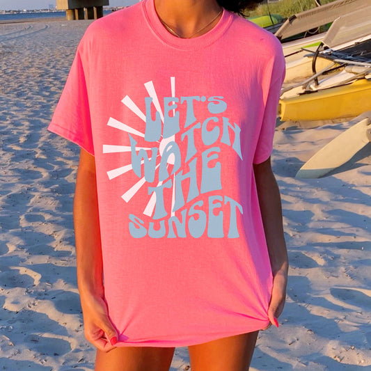 Let's Watch The Sunset Tee | Retro Summer Shirt | Trendy Beach Shirt