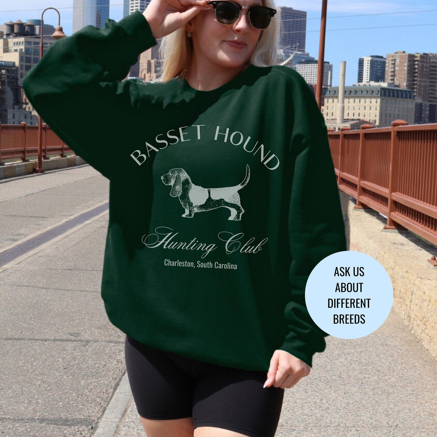 Basset Hound Sweatshirt | Dog Grandma Gift | Big Dog Breed | New Dog Crewneck | Social Club | Trendy Puppy Mom Gifts | Fun Dog Tees