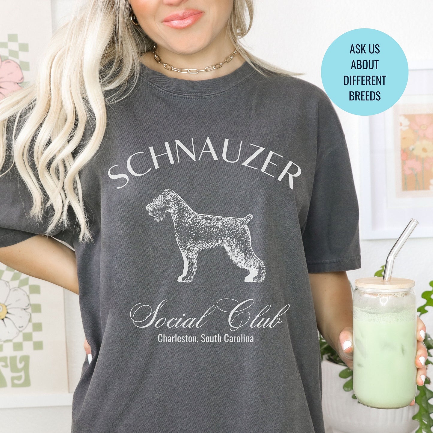 Schnauzer Shirt | Dog Mama T-shirts | Dog Grandma Gift | Cute Birthday Gifts for her | Social Club Shirt | Small Dog Breed | Fun Dog T-Shirt