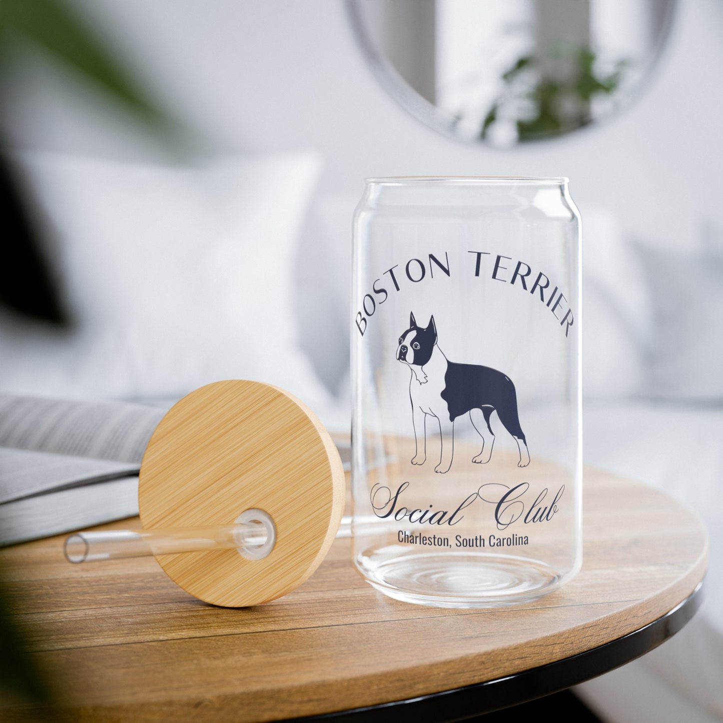 Boston Terrier Cup | Small Dog Breed | Dog Mama Gifts | Dog Grandma Gift | Cute Birthday Gifts for her | Social Club Glass Can | Fun Dog Mug