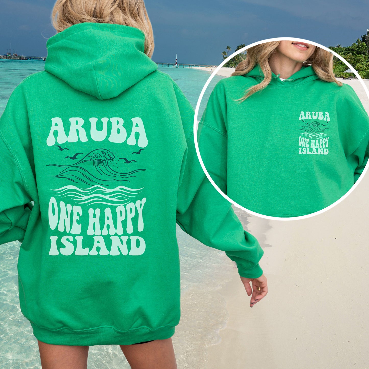 Aruba Hoodie, One Happy Island, Cruise Crew Gifts, Trendy Beach Sweatshirt