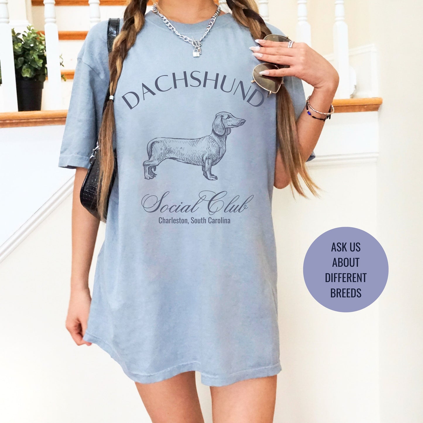 Dachshund Shirt | Dog Mama T-shirts | Dog Grandma Gift | Cute Birthday Gifts for her | Social Club Shirt | Small Dog Breed | Fun Dog T-Shirt