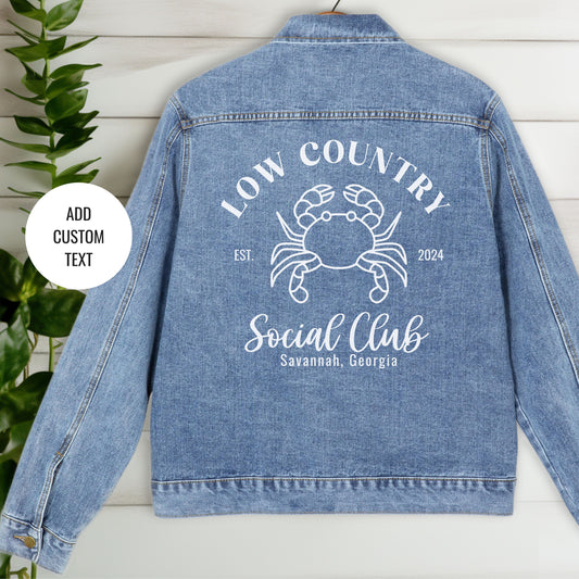 Bride Jean Jacket, Low Country Bachlorette Party, Savannah Georgia, Personalized Bridal