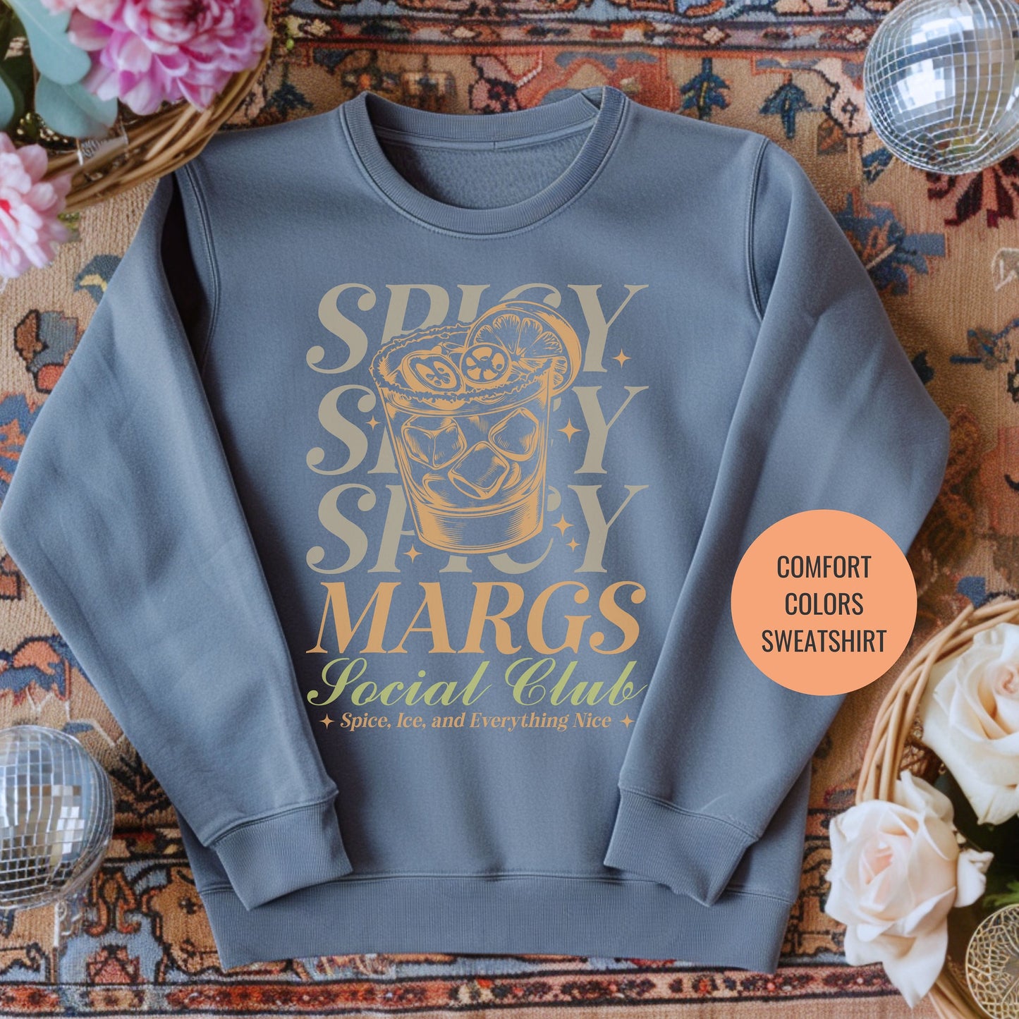 Spicy Margs Lovers Gift, Margarita Cocktail Sweatshirt, Champagne Cocktail Social Club Shirt, On Cloud 9 Crewneck, Aesthetic Crewneck