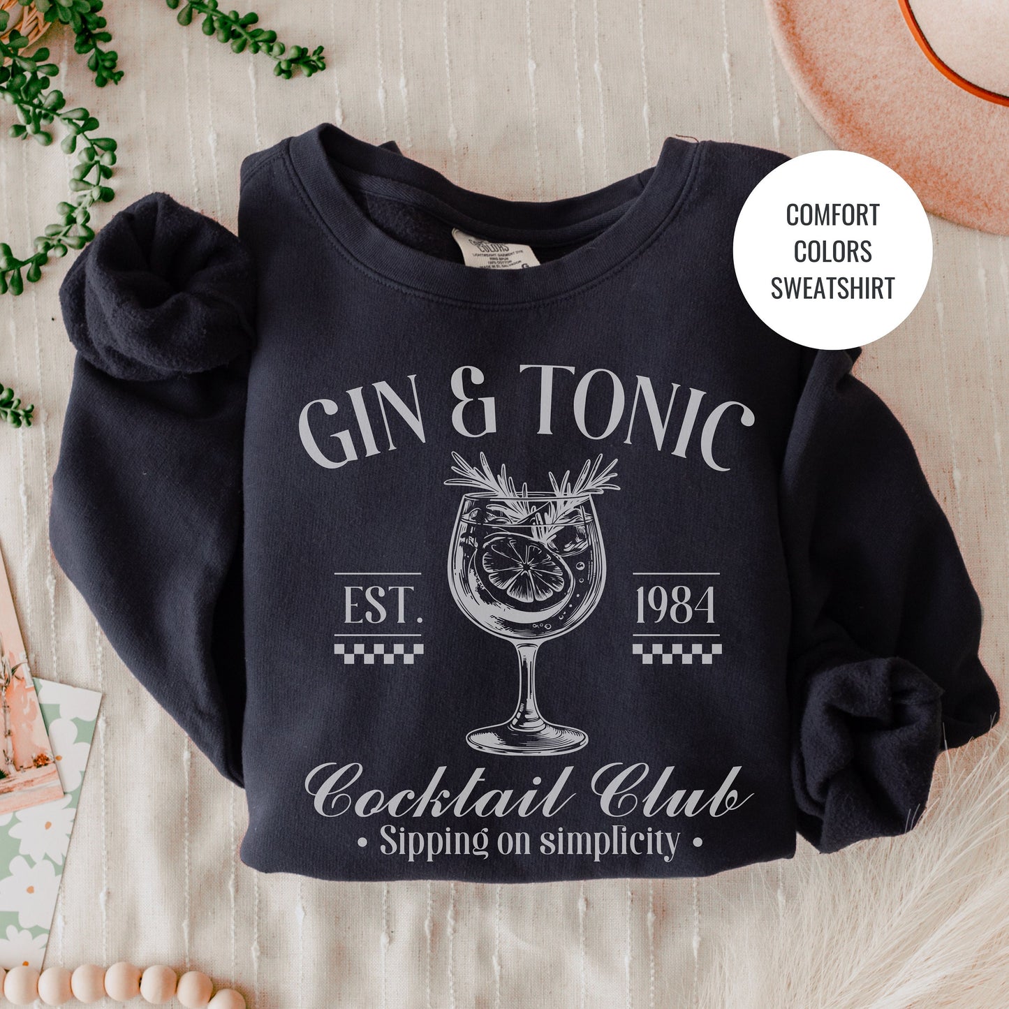 Gin and Tonic Lovers Gift, French 75 Cocktail Sweatshirt, Champagne Cocktail Social Club Shirt, On Cloud 9 Crewneck, Aesthetic Crewneck