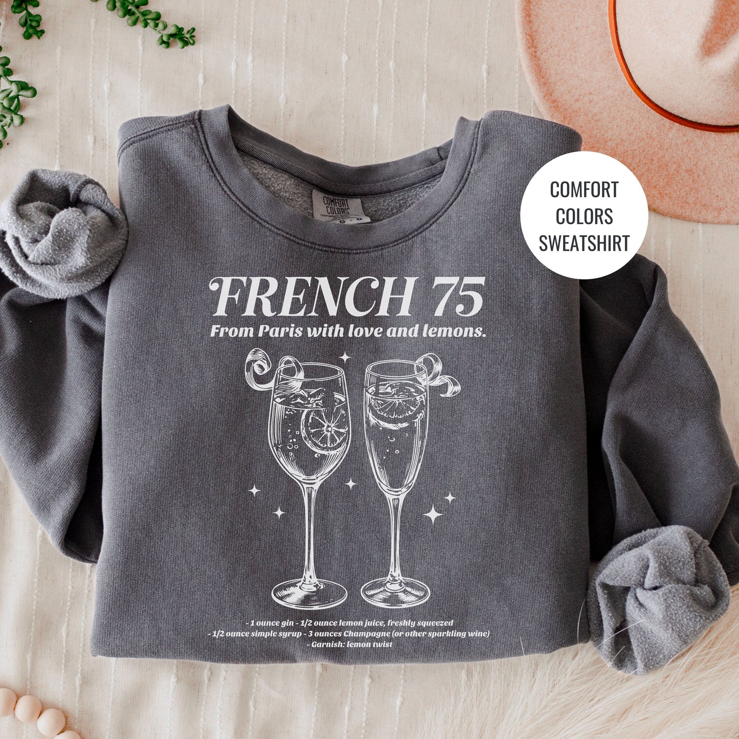 French 75 Cocktail Sweatshirt, Champagne Cocktail Social Club Shirt, Champs Cocktail Lovers Gift, On Cloud 9 Crewneck, Aesthetic Crewneck