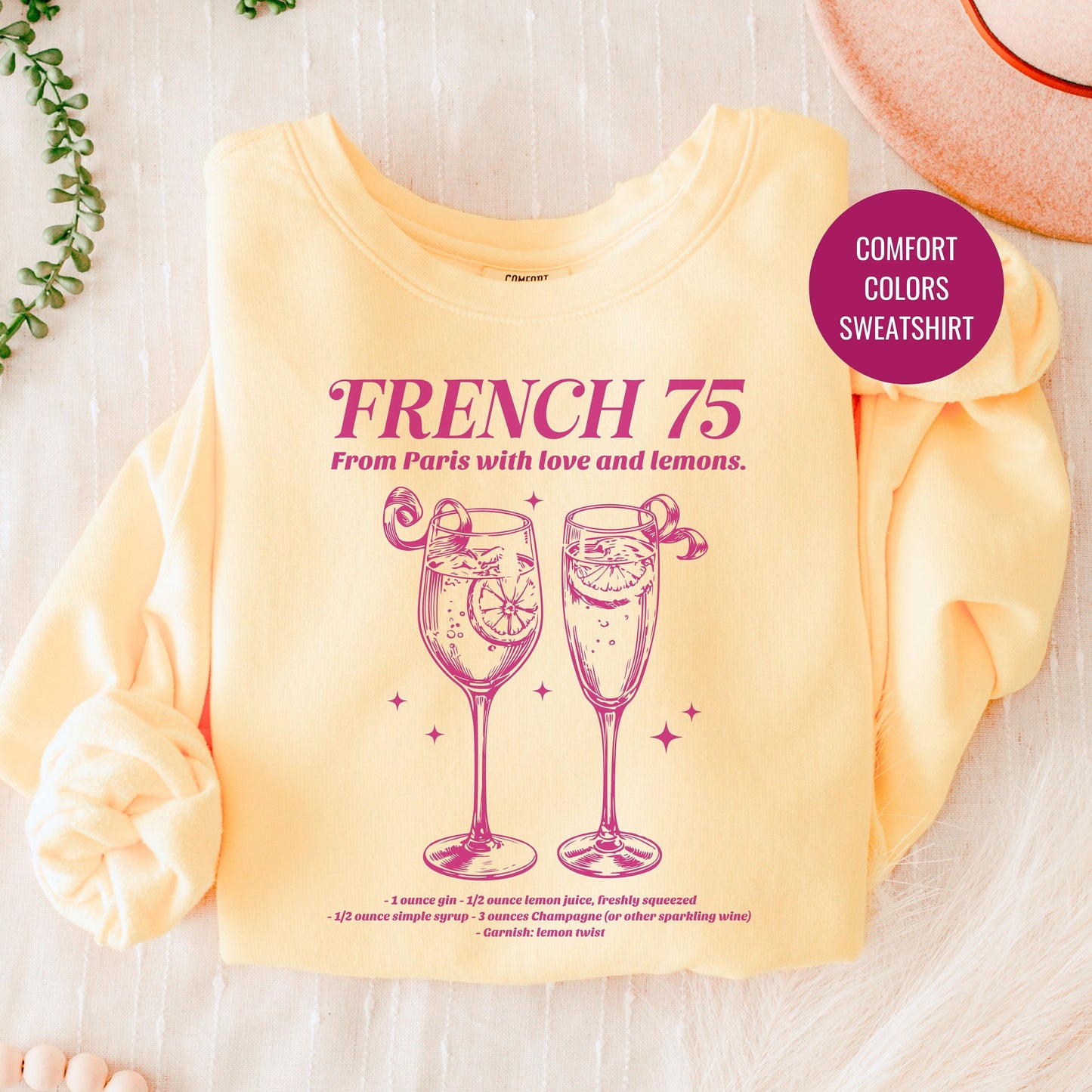 French 75 Cocktail Sweatshirt, Champagne Cocktail Social Club Shirt, Champs Cocktail Lovers Gift, On Cloud 9 Crewneck, Aesthetic Crewneck