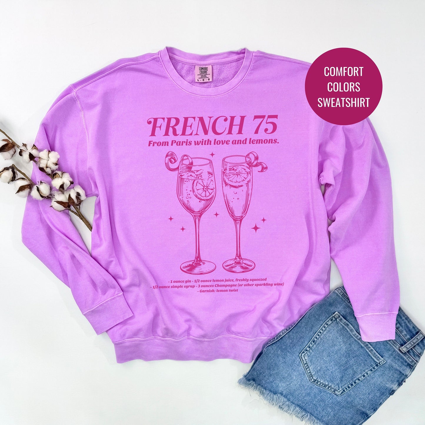 French 75 Cocktail Sweatshirt, Champagne Cocktail Social Club Shirt, Champs Cocktail Lovers Gift, On Cloud 9 Crewneck, Aesthetic Crewneck