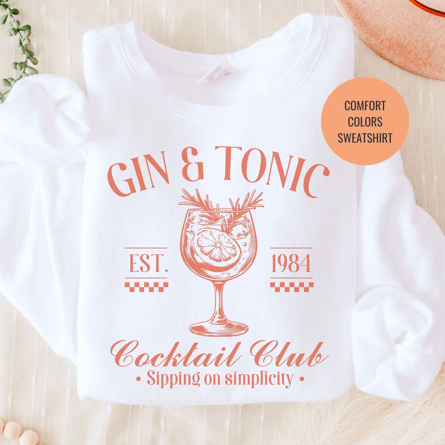 Gin and Tonic Lovers Gift, French 75 Cocktail Sweatshirt, Champagne Cocktail Social Club Shirt, On Cloud 9 Crewneck, Aesthetic Crewneck