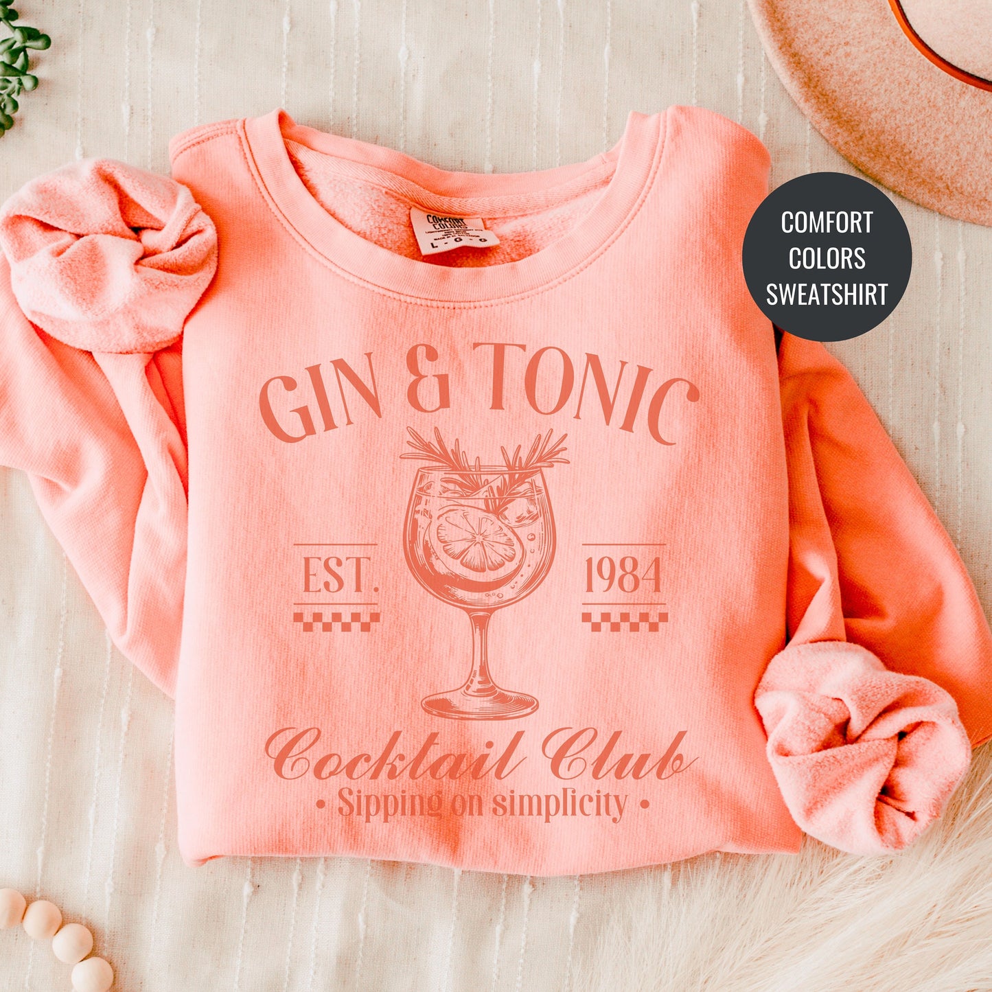 Gin and Tonic Lovers Gift, French 75 Cocktail Sweatshirt, Champagne Cocktail Social Club Shirt, On Cloud 9 Crewneck, Aesthetic Crewneck