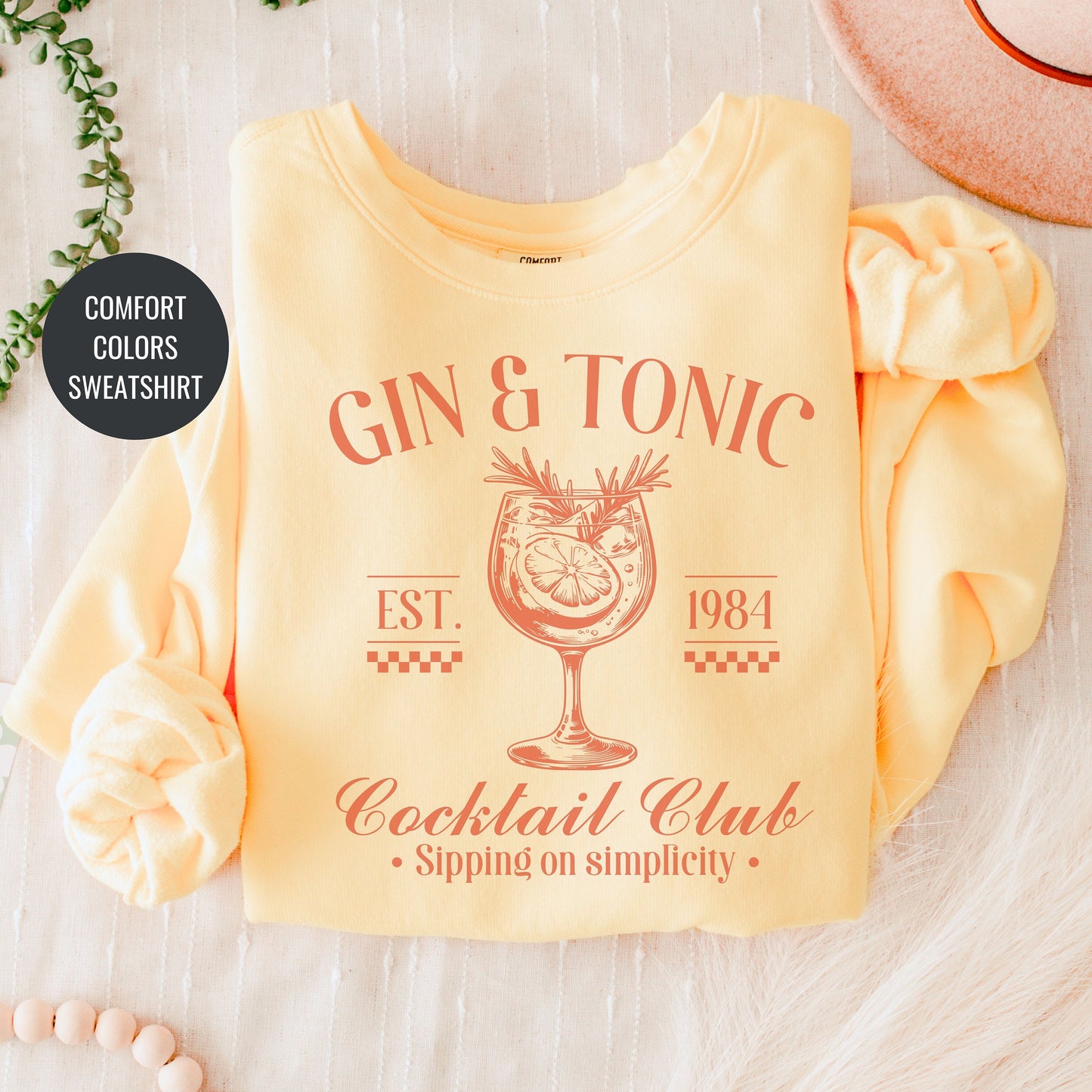 Gin and Tonic Lovers Gift, French 75 Cocktail Sweatshirt, Champagne Cocktail Social Club Shirt, On Cloud 9 Crewneck, Aesthetic Crewneck