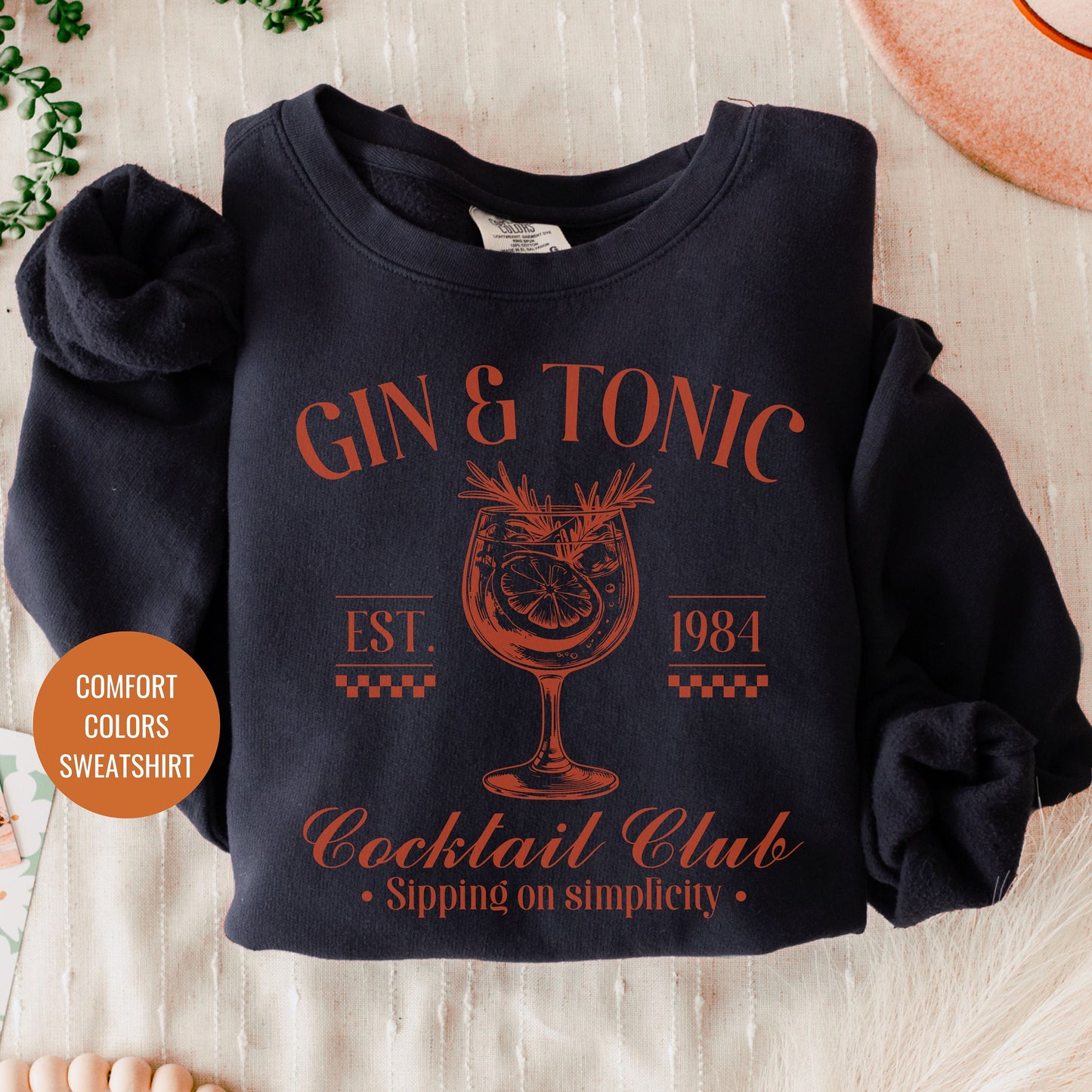 Gin and Tonic Lovers Gift, French 75 Cocktail Sweatshirt, Champagne Cocktail Social Club Shirt, On Cloud 9 Crewneck, Aesthetic Crewneck