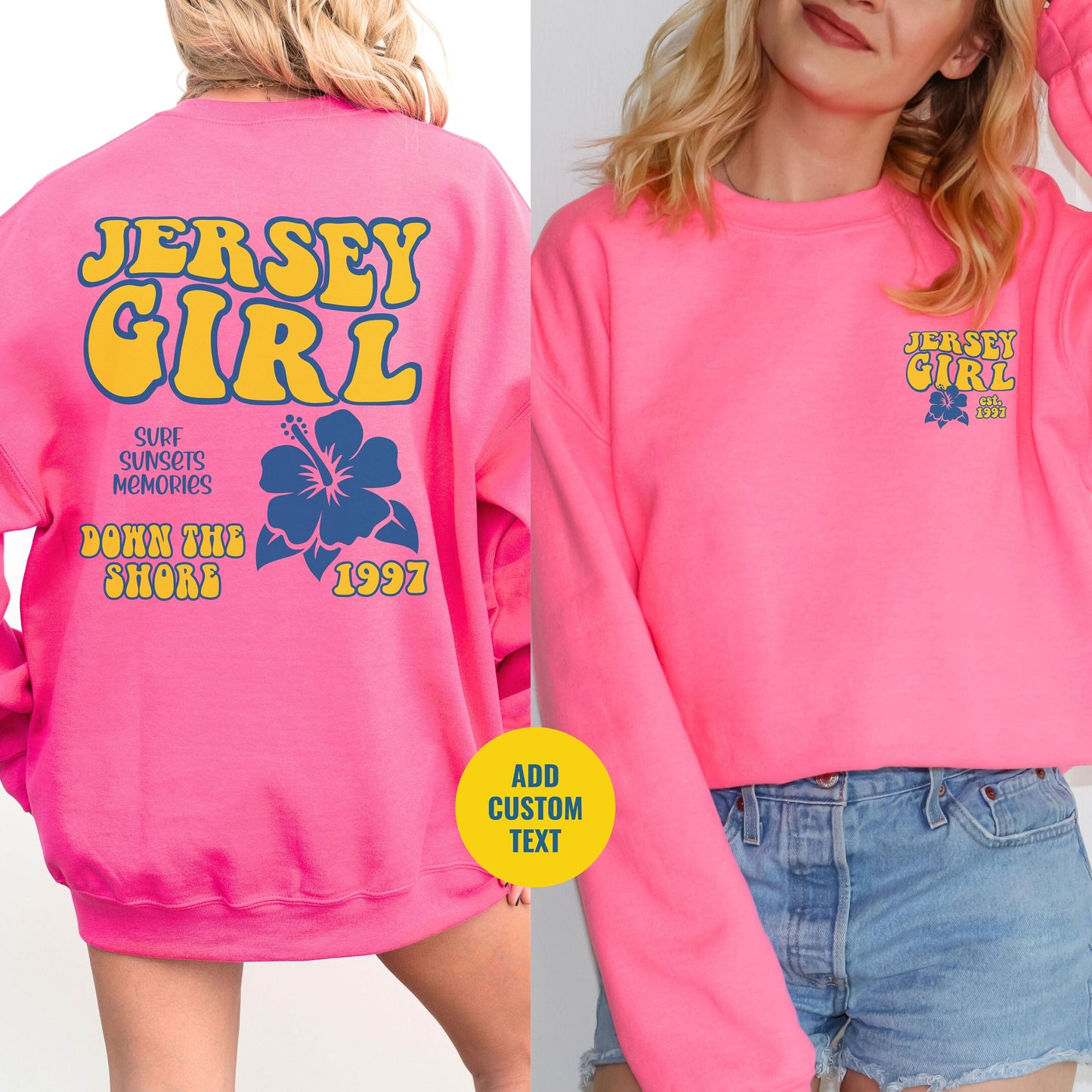 Jersey Girl Sweatshirt | New Jersey Beach | Down the Shore | Vacation Sweatshirt | Summer Surf Sweatshirt | Oversized Minimalist Sweater