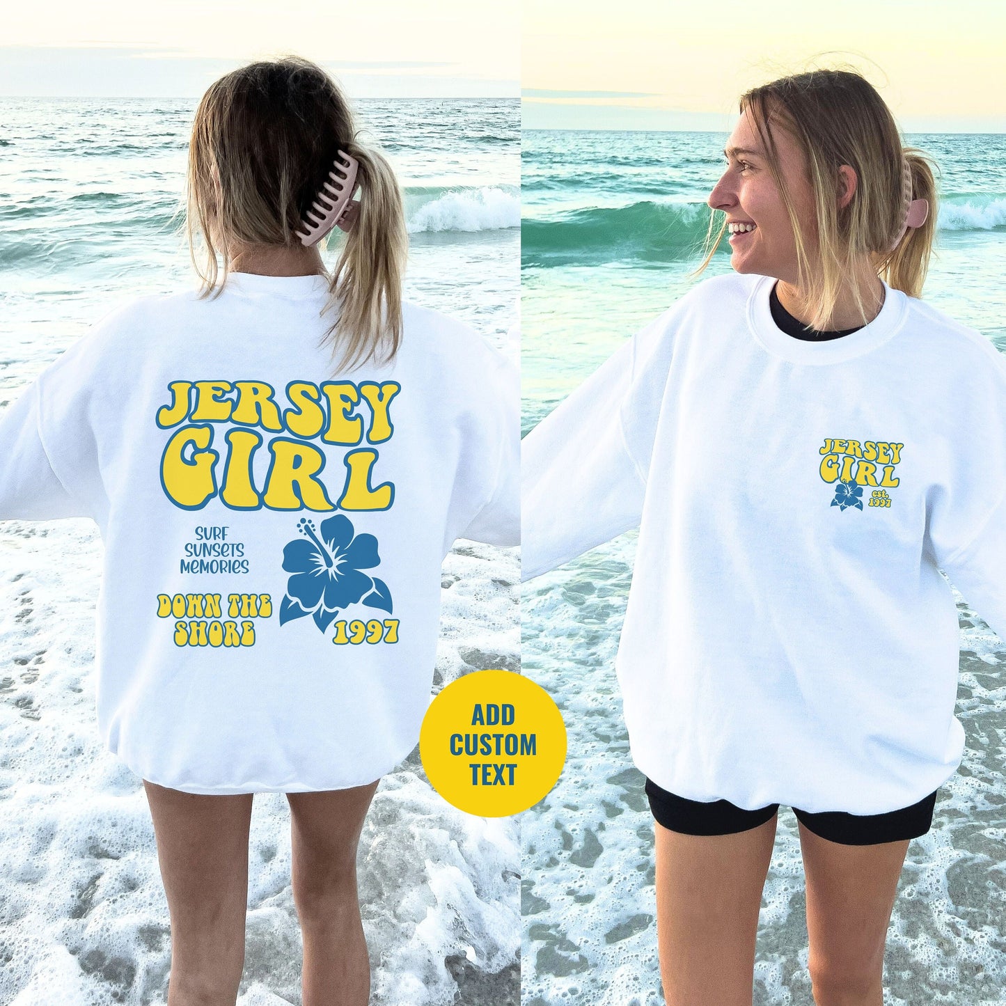 Jersey Girl Sweatshirt | New Jersey Beach | Down the Shore | Vacation Sweatshirt | Summer Surf Sweatshirt | Oversized Minimalist Sweater