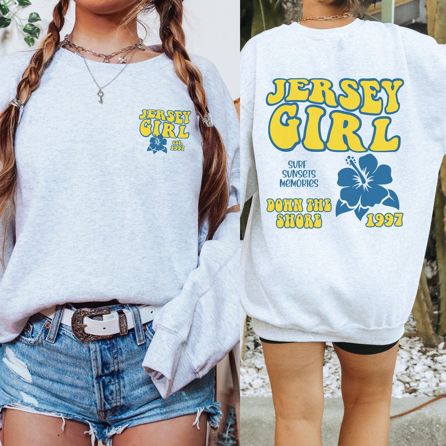 Jersey Girl Sweatshirt | New Jersey Beach | Down the Shore | Vacation Sweatshirt | Summer Surf Sweatshirt | Oversized Minimalist Sweater