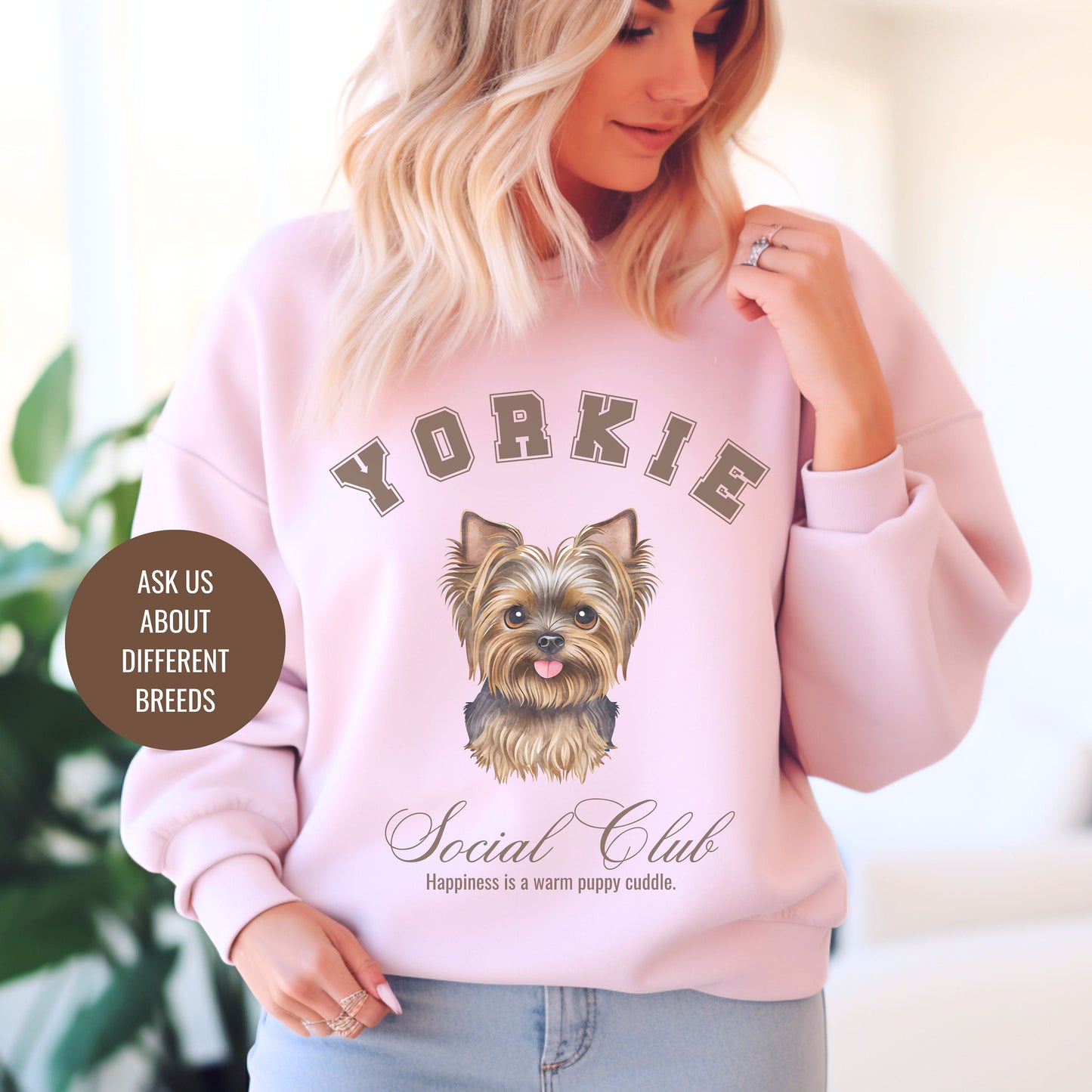 Yorkshire Terrier Sweatshirt | Dog Grandma Gift | Small Dog Breed | Yorkie Shirt for her | Social Club | Trendy Puppy Mom Gift | Fun Dog Tee