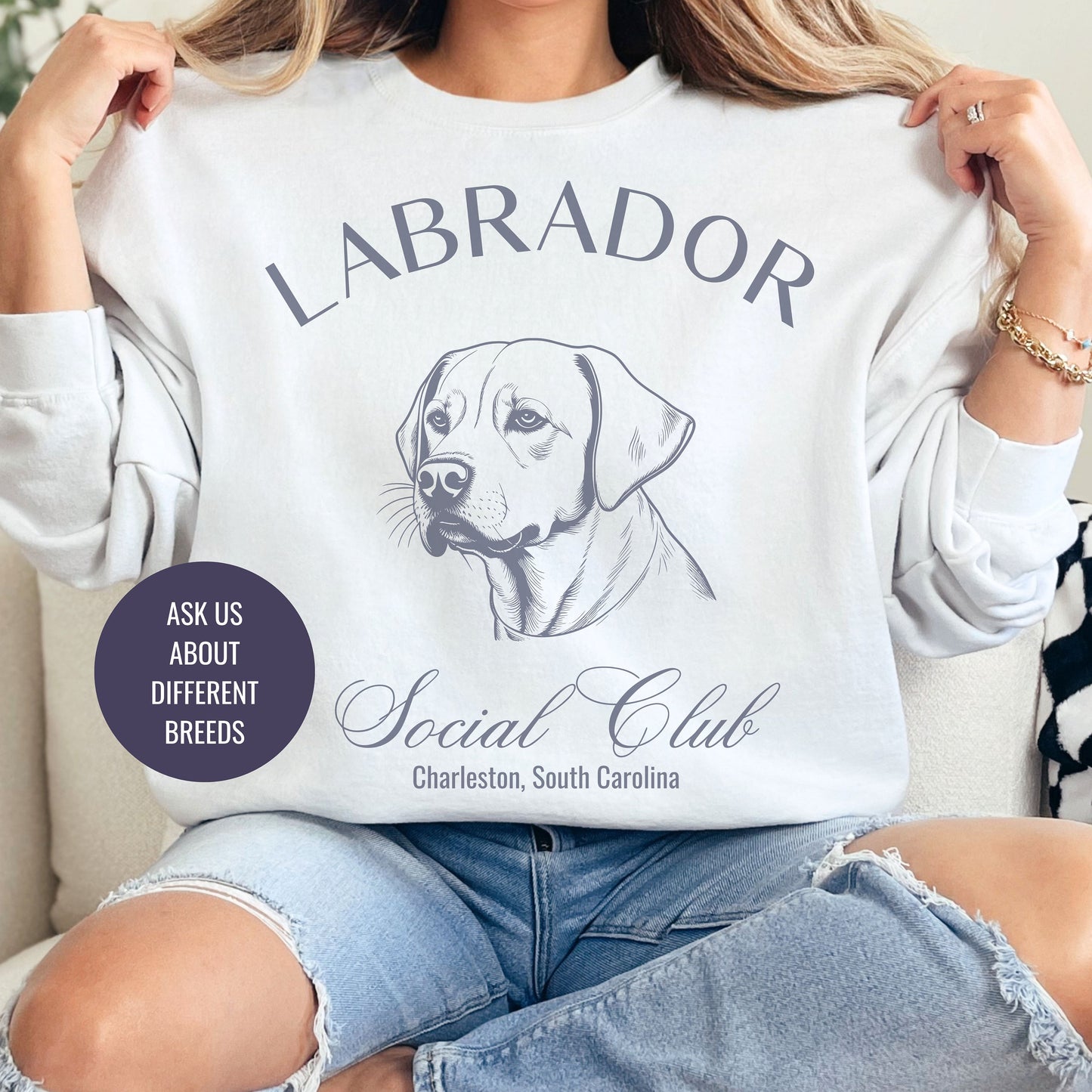 Labrador Retriever Sweatshirt | Dog Grandma Gift | Big Dog Breeds | Lab Shirt for her | Social Club | Trendy Puppy Mom Gift | Fun Dog Tee