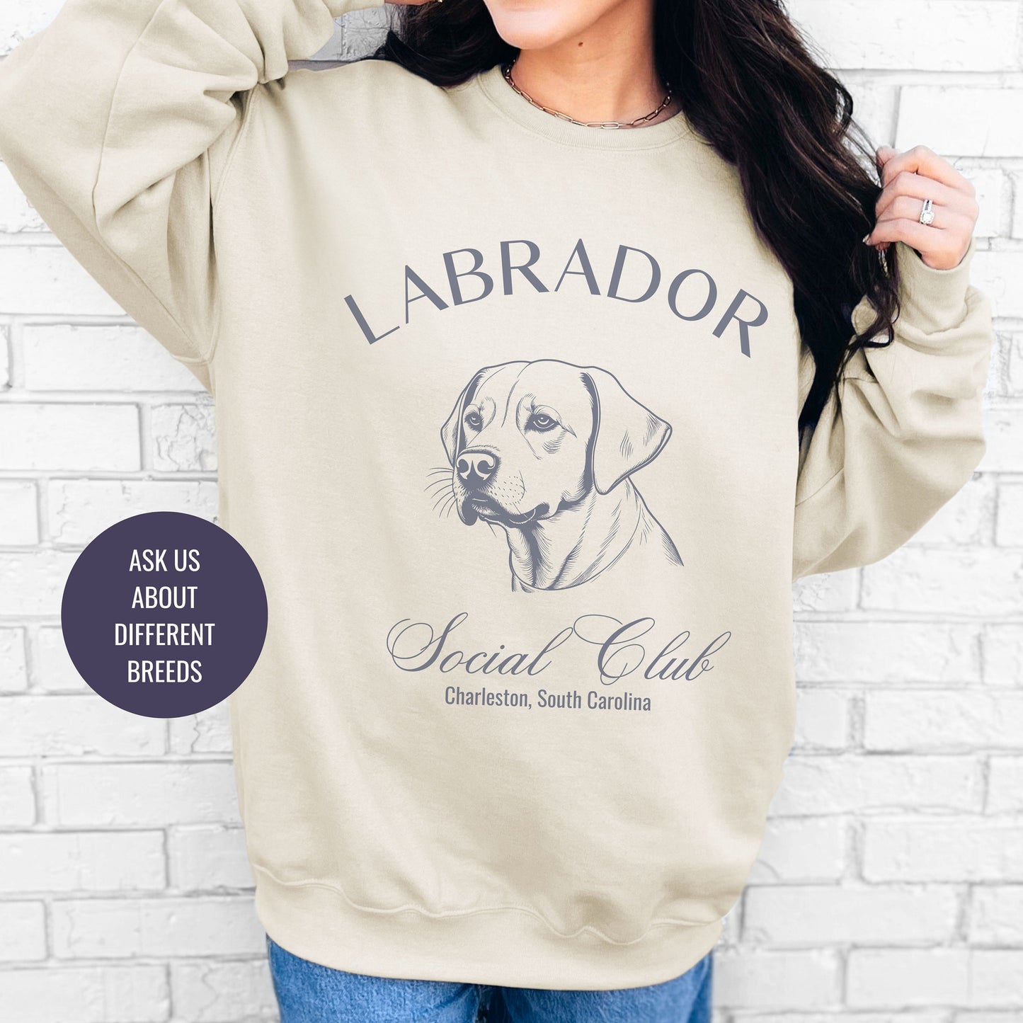 Labrador Retriever Sweatshirt | Dog Grandma Gift | Big Dog Breeds | Lab Shirt for her | Social Club | Trendy Puppy Mom Gift | Fun Dog Tee