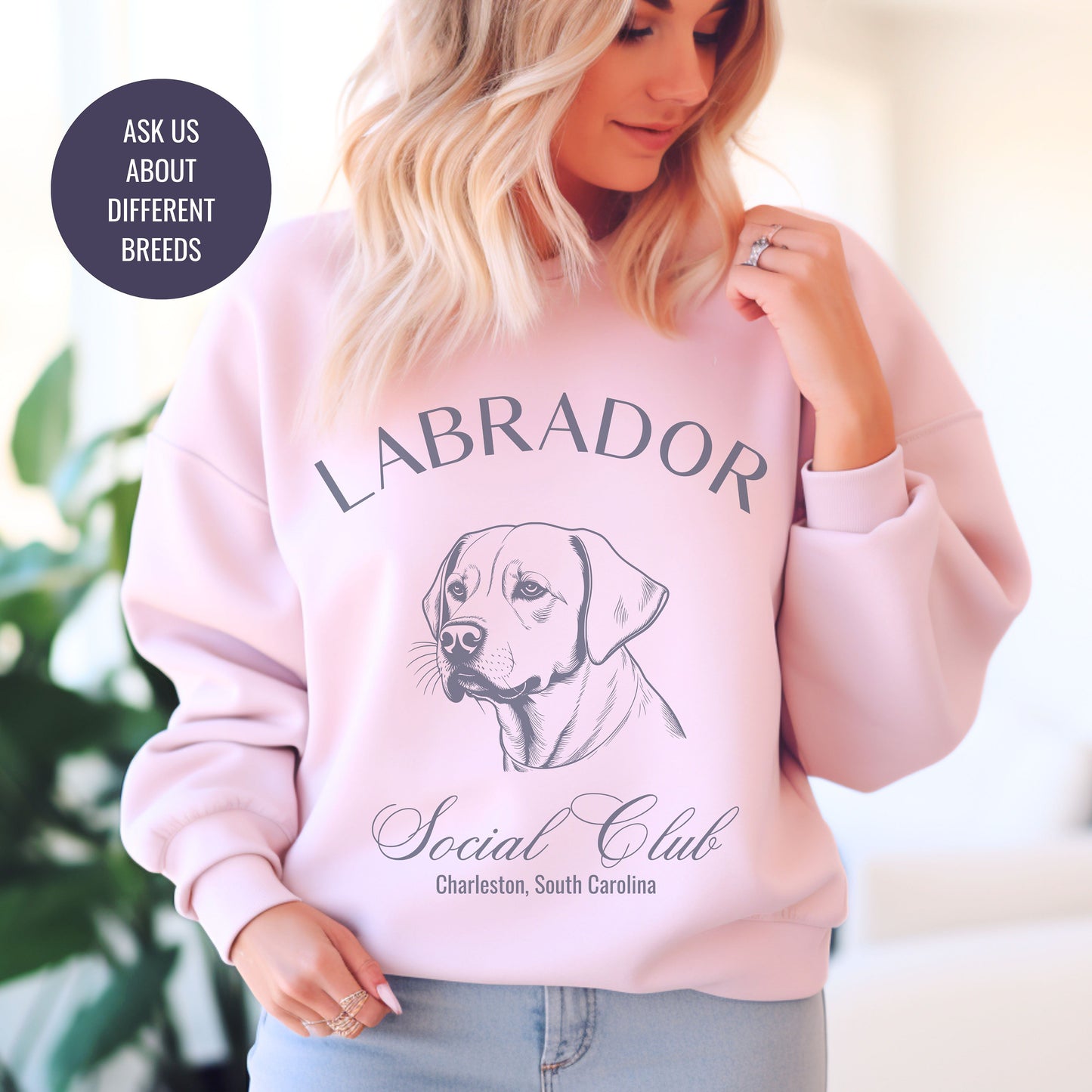 Labrador Retriever Sweatshirt | Dog Grandma Gift | Big Dog Breeds | Lab Shirt for her | Social Club | Trendy Puppy Mom Gift | Fun Dog Tee