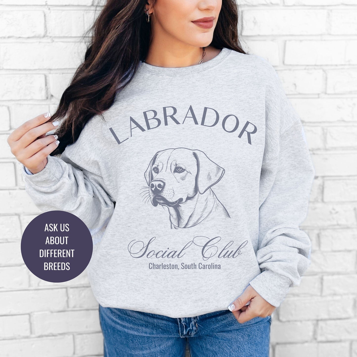 Labrador Retriever Sweatshirt | Dog Grandma Gift | Big Dog Breeds | Lab Shirt for her | Social Club | Trendy Puppy Mom Gift | Fun Dog Tee