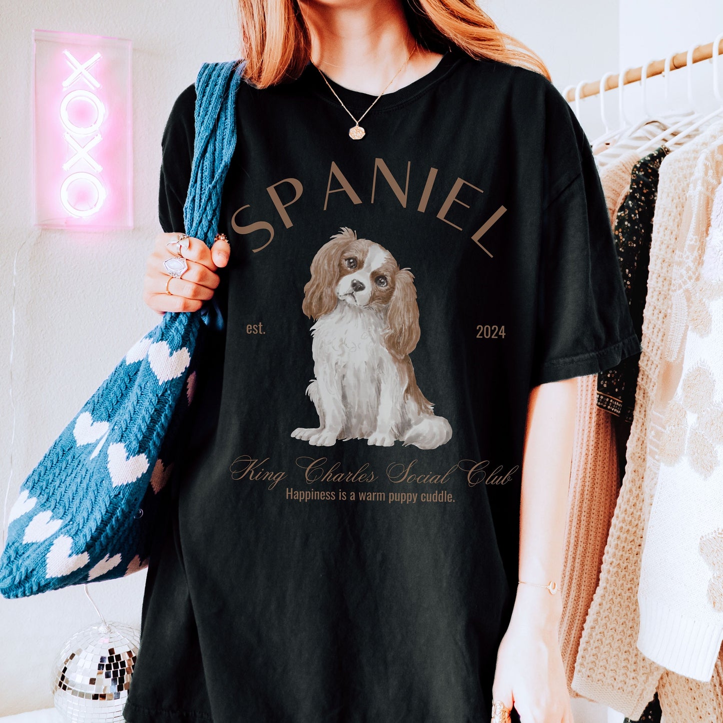 King Charles Dog Shirt | Spaniel Grandma Gift | Birthday Gift for her | Cute Social Club Shirt | Small Dog Breed Tee | Fun Dog T-Shirt