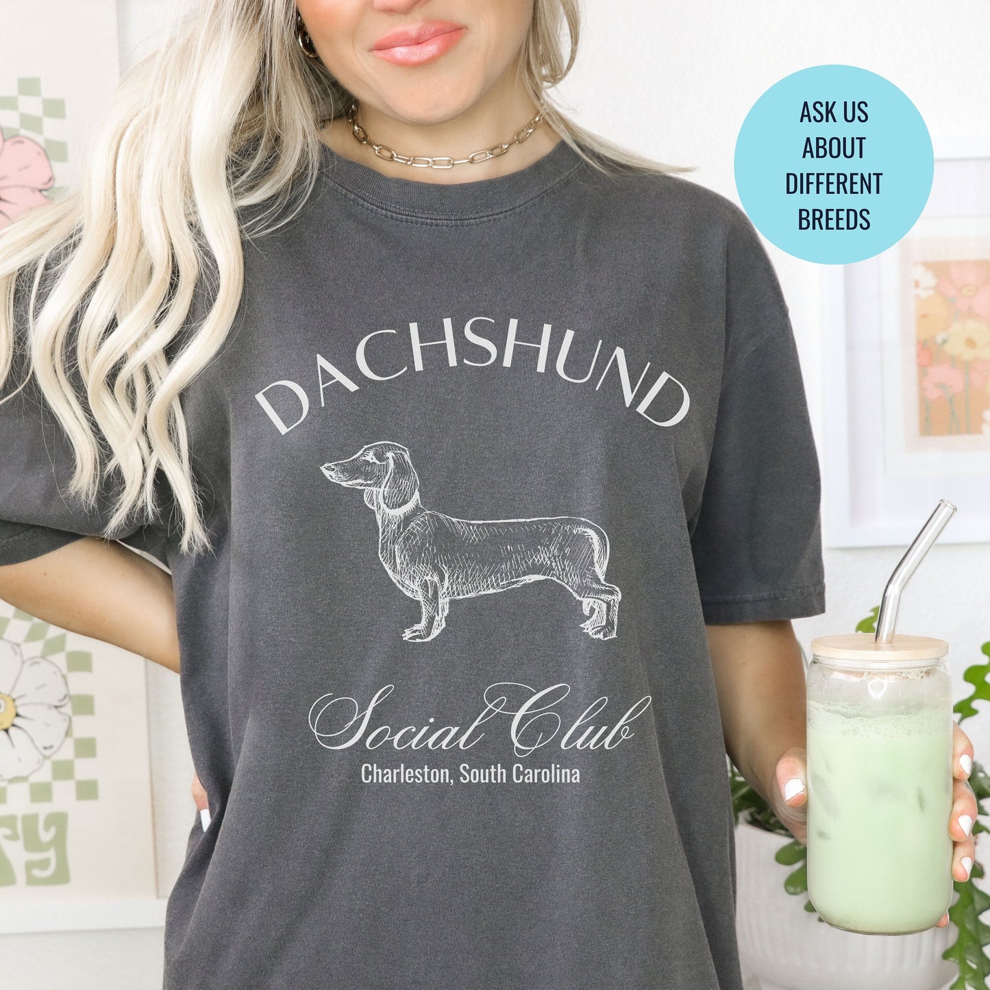 Dachshund Shirt | Dog Mama T-shirts | Dog Grandma Gift | Cute Birthday Gifts for her | Social Club Shirt | Small Dog Breed | Fun Dog T-Shirt