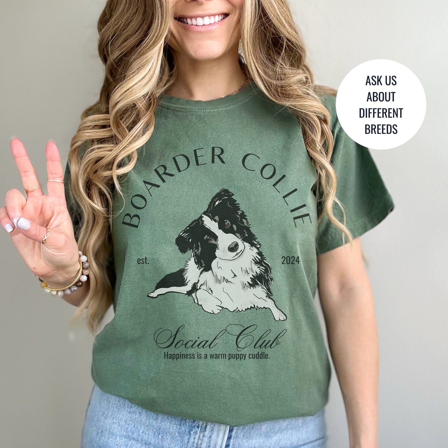 Boarder Collie Shirt | Dog Mama T-shirt | Dog Grandma Gift | Birthday Gift for her | Social Club Shirt | Big Dog Breed | Fun Dog T-Shirt