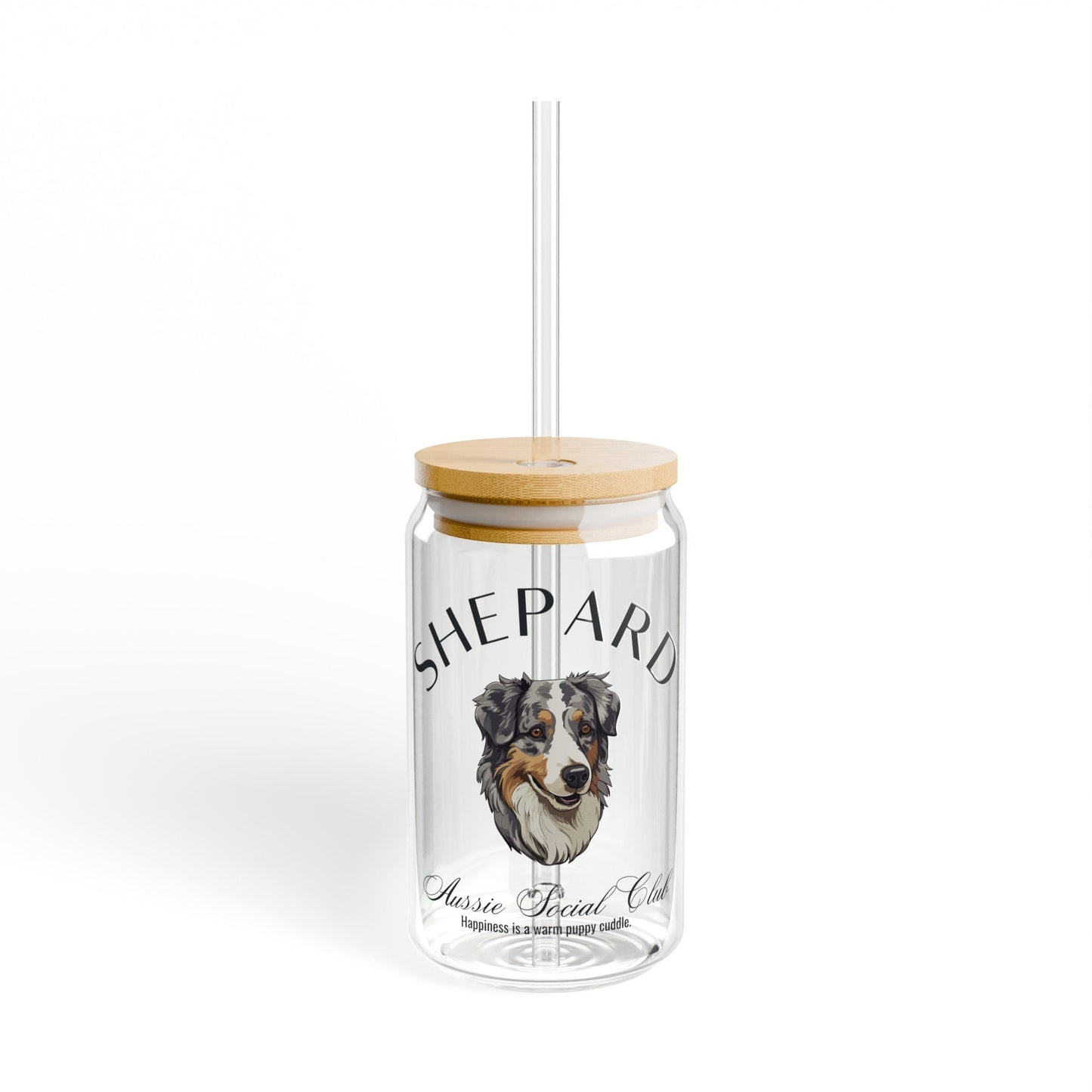 Australian Shepard Cup | Big Dog Breed | Dog Mama Gifts | Grandma Gift | Cute Birthday Gifts for her | Social Club Glass Can | Fun Dog Mug