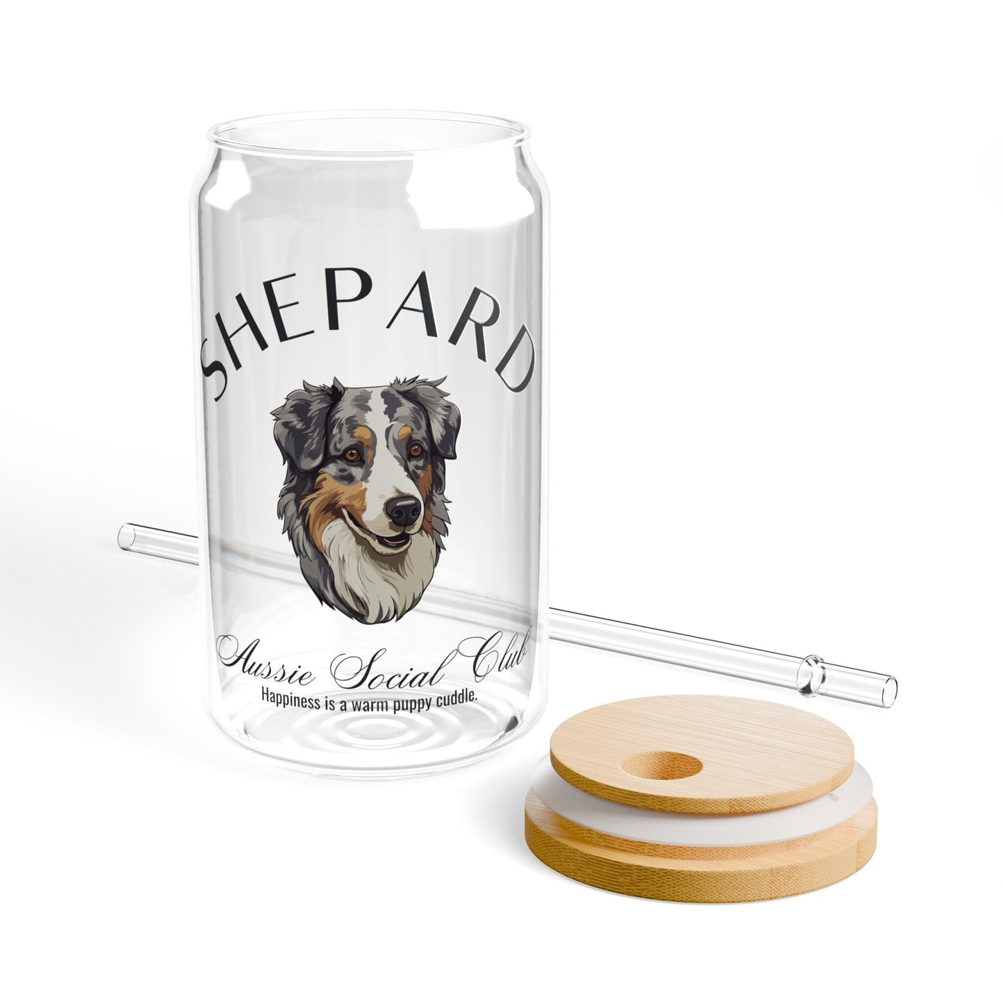 Australian Shepard Cup | Big Dog Breed | Dog Mama Gifts | Grandma Gift | Cute Birthday Gifts for her | Social Club Glass Can | Fun Dog Mug