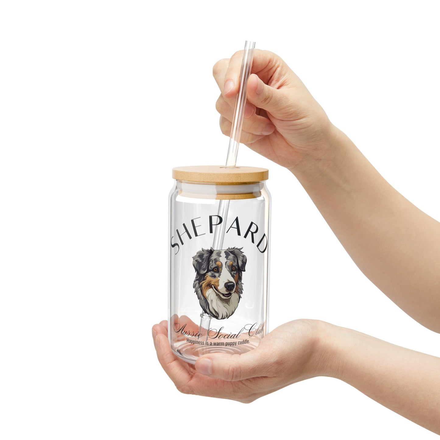 Australian Shepard Cup | Big Dog Breed | Dog Mama Gifts | Grandma Gift | Cute Birthday Gifts for her | Social Club Glass Can | Fun Dog Mug