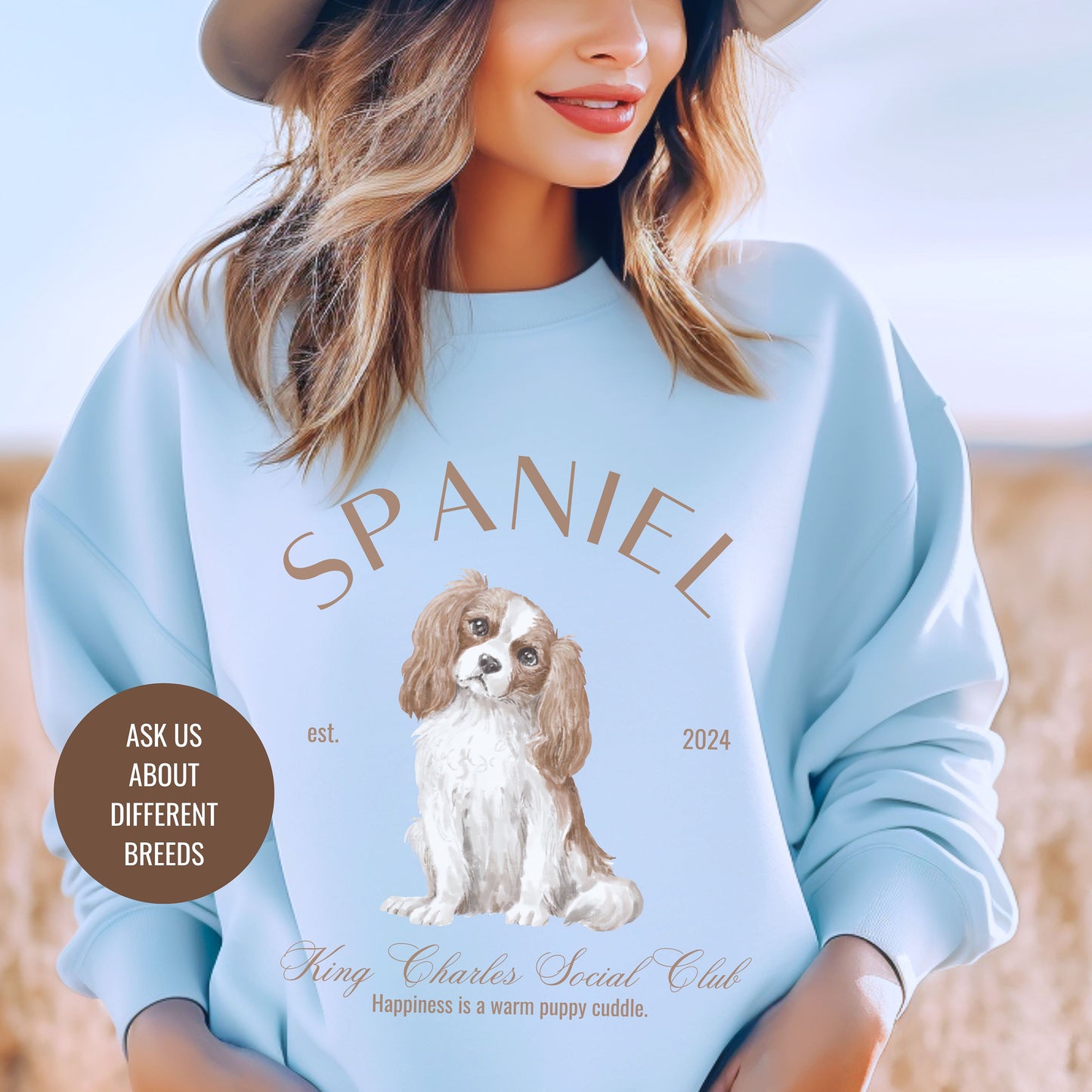 King Charles Spaniel Sweatshirt | Dog Grandma Gift | Small Dog Breed | Dog Shirt for her | Social Club | Trendy Puppy Mom Gift | Fun Dog Tee