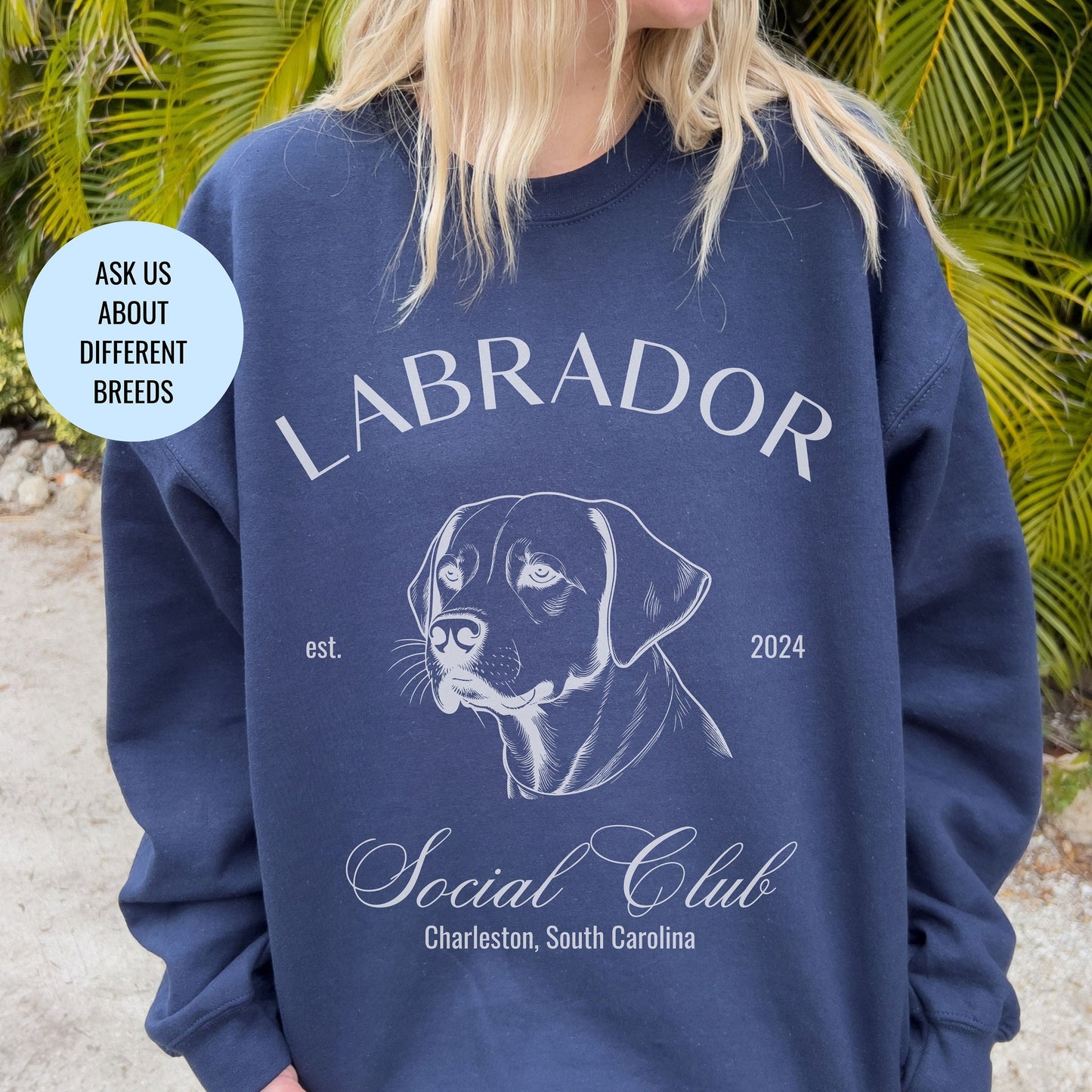 Labrador Retriever Sweatshirt | Dog Grandma Gift | Big Dog Breeds | Lab Shirt for her | Social Club | Trendy Puppy Mom Gift | Fun Dog Tee