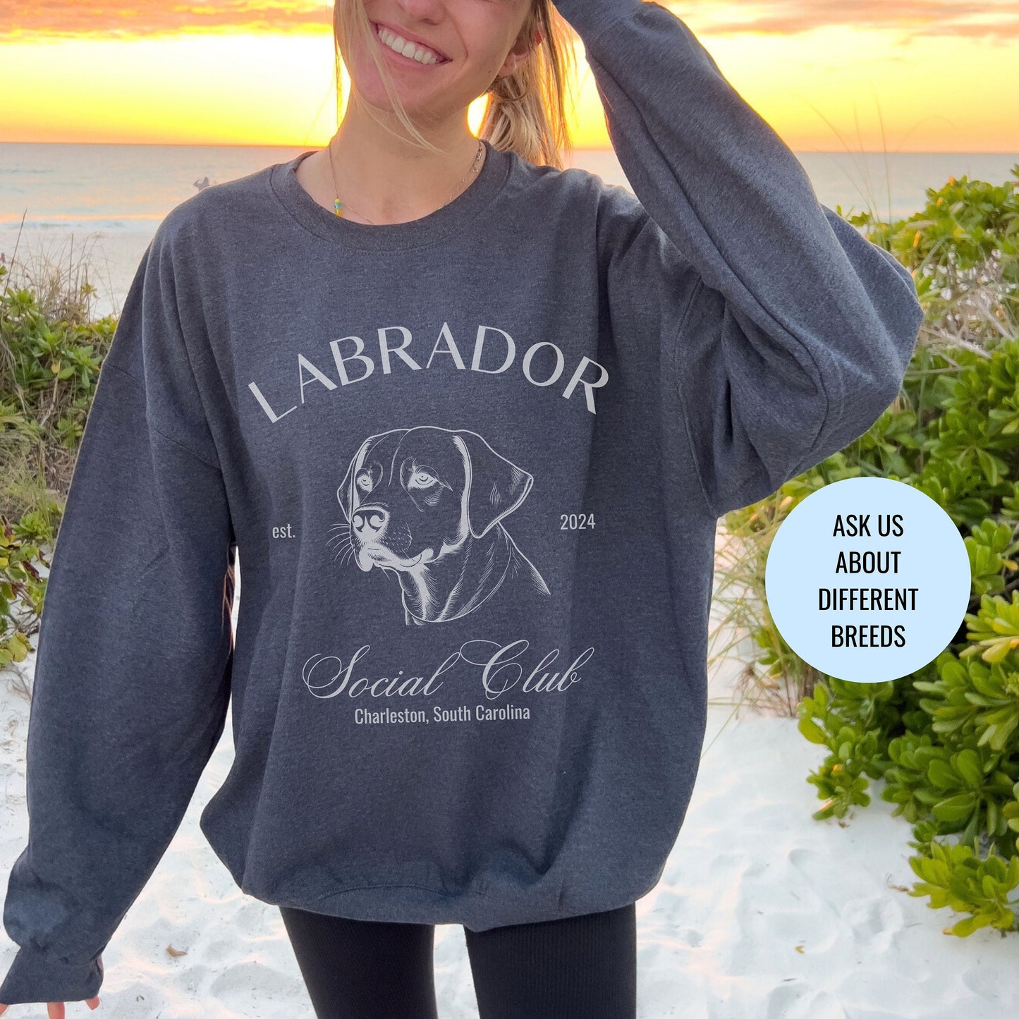 Labrador Retriever Sweatshirt | Dog Grandma Gift | Big Dog Breeds | Lab Shirt for her | Social Club | Trendy Puppy Mom Gift | Fun Dog Tee