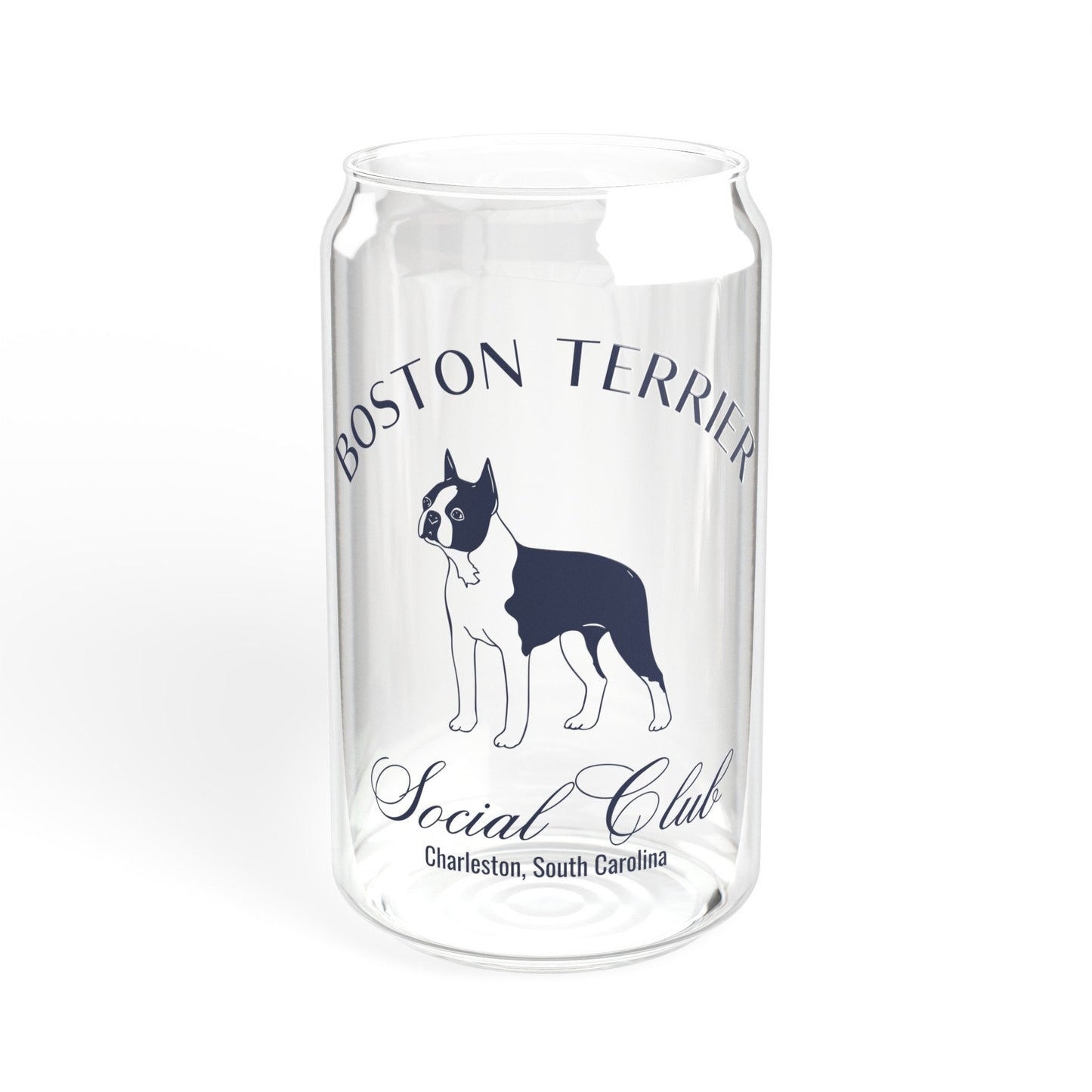 Boston Terrier Cup | Small Dog Breed | Dog Mama Gifts | Dog Grandma Gift | Cute Birthday Gifts for her | Social Club Glass Can | Fun Dog Mug