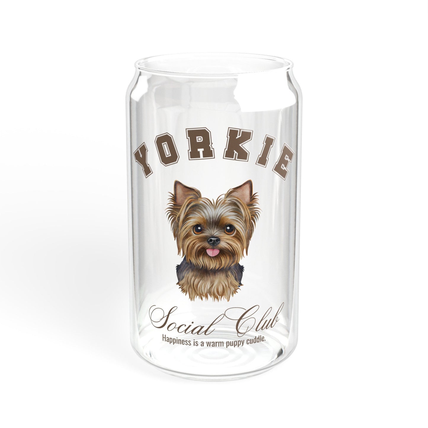 Yorkie Cup | Small Dog Breed | Dog Mama Gifts | Grandma Gift | Yorkshire | Birthday Gifts for her | Social Club Glass Can | Fun Dog Mug