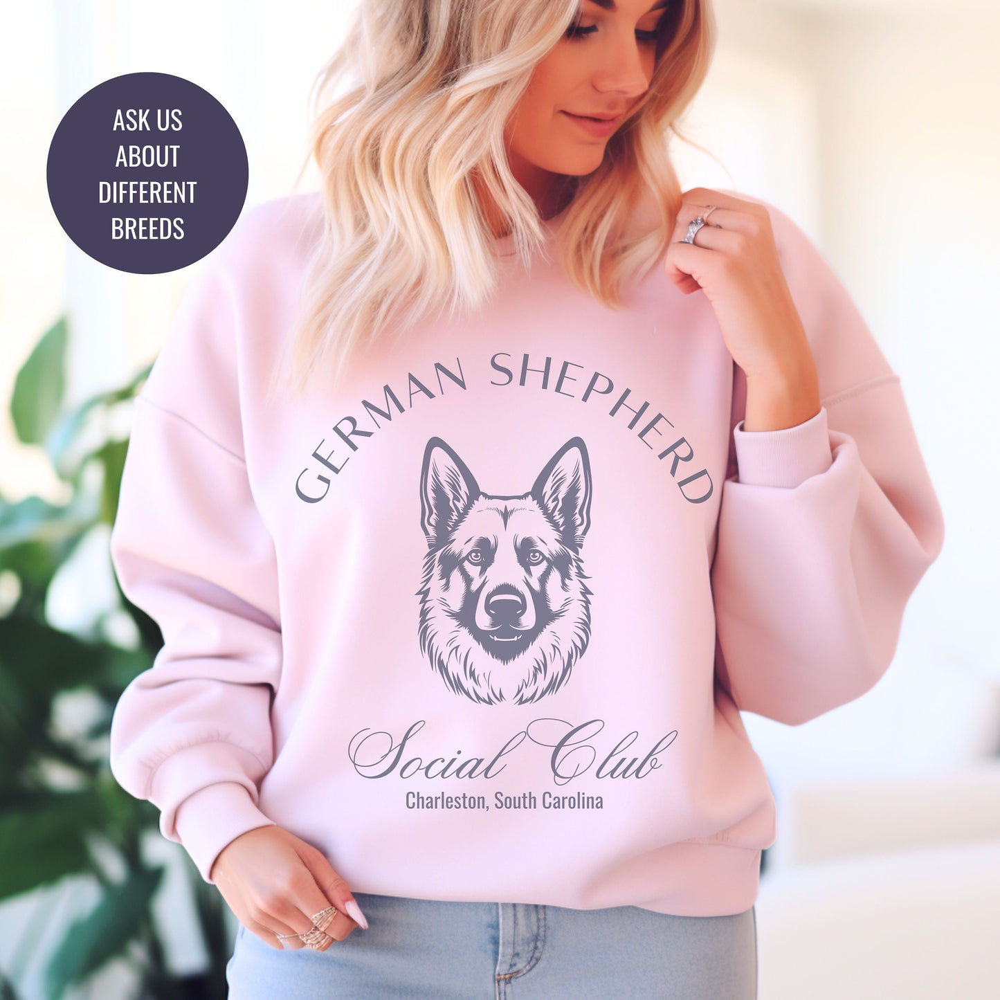 Gernam Shepard Sweatshirt | Dog Grandma Gift | Big Dog Breeds | Dog Shirt for her | Social Club | Trendy Puppy Mom Gift | Fun Dog Tee