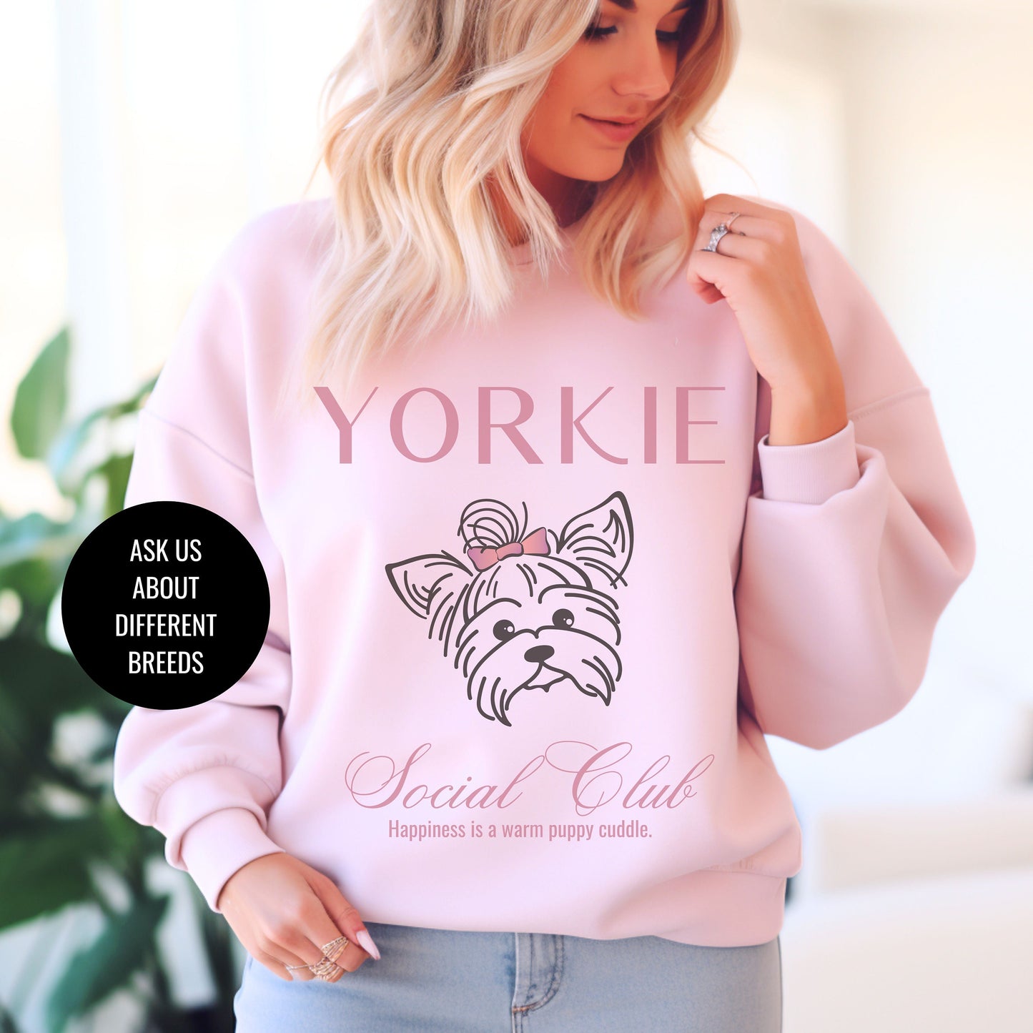 Yorkie Sweatshirt | Dog Grandma Gift | Small Dog Breed | Yorkshire Terrier Shirt for her | Social Club | Trendy Puppy Mom Gift | Fun Dog Tee