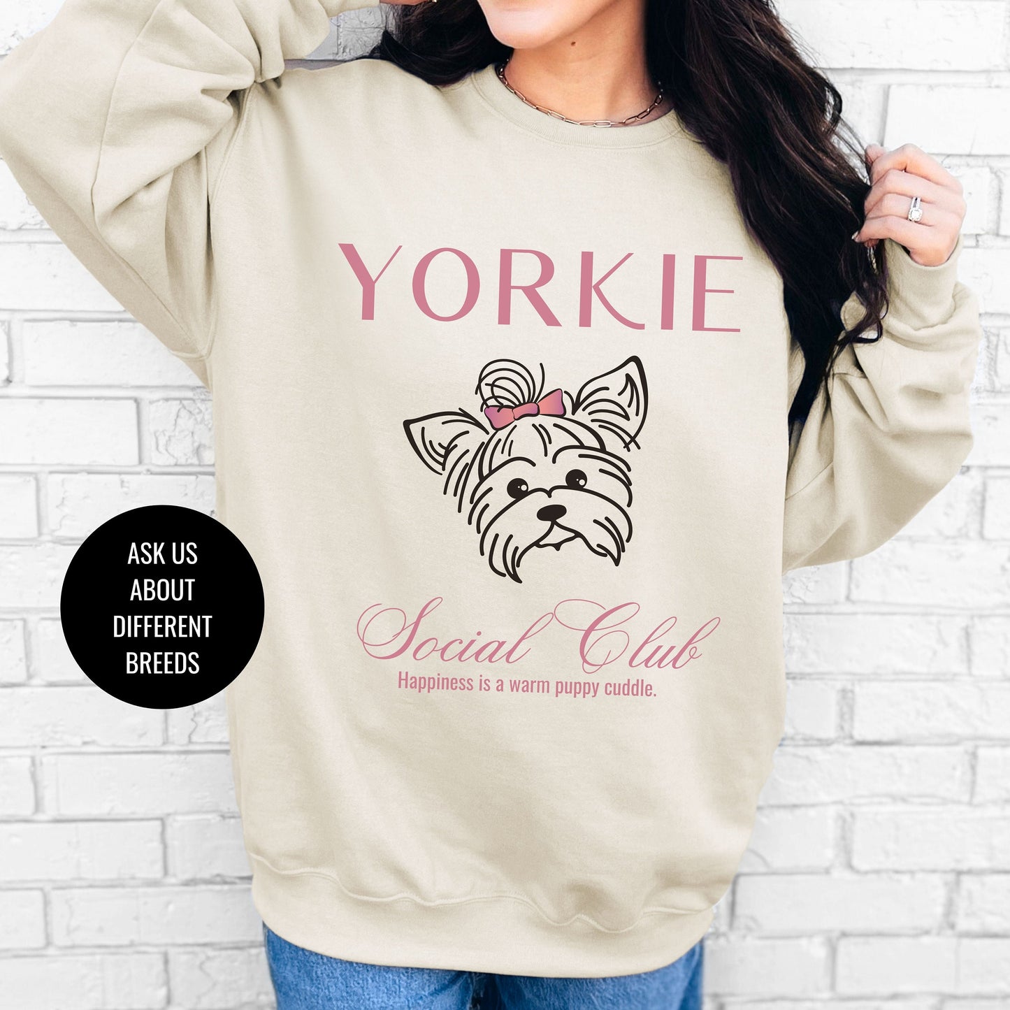 Yorkie Sweatshirt | Dog Grandma Gift | Small Dog Breed | Yorkshire Terrier Shirt for her | Social Club | Trendy Puppy Mom Gift | Fun Dog Tee